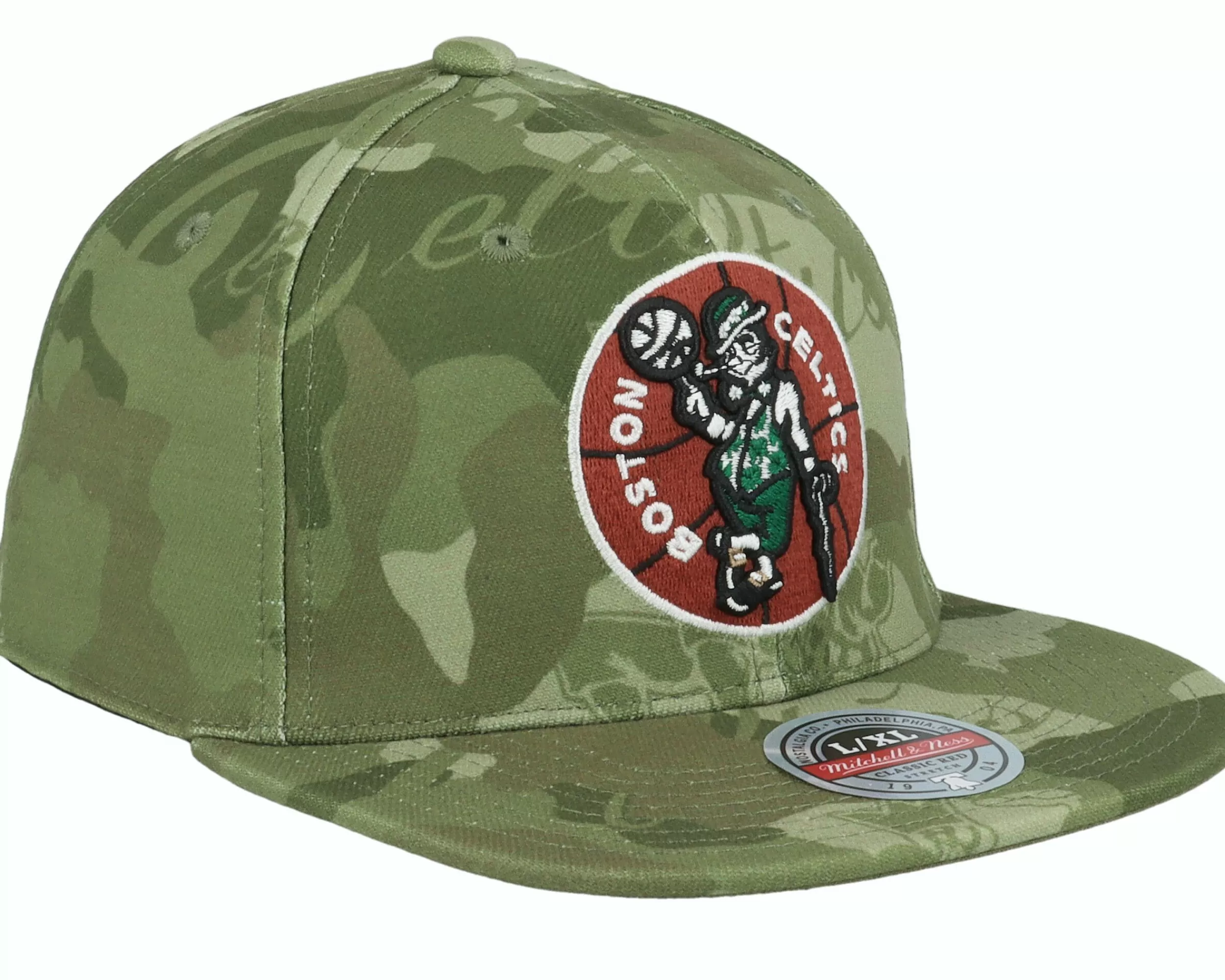 Mitchell & Ness Boston Celtics Tonal Green Camo Stretch Fitted - -Unisex Fitted