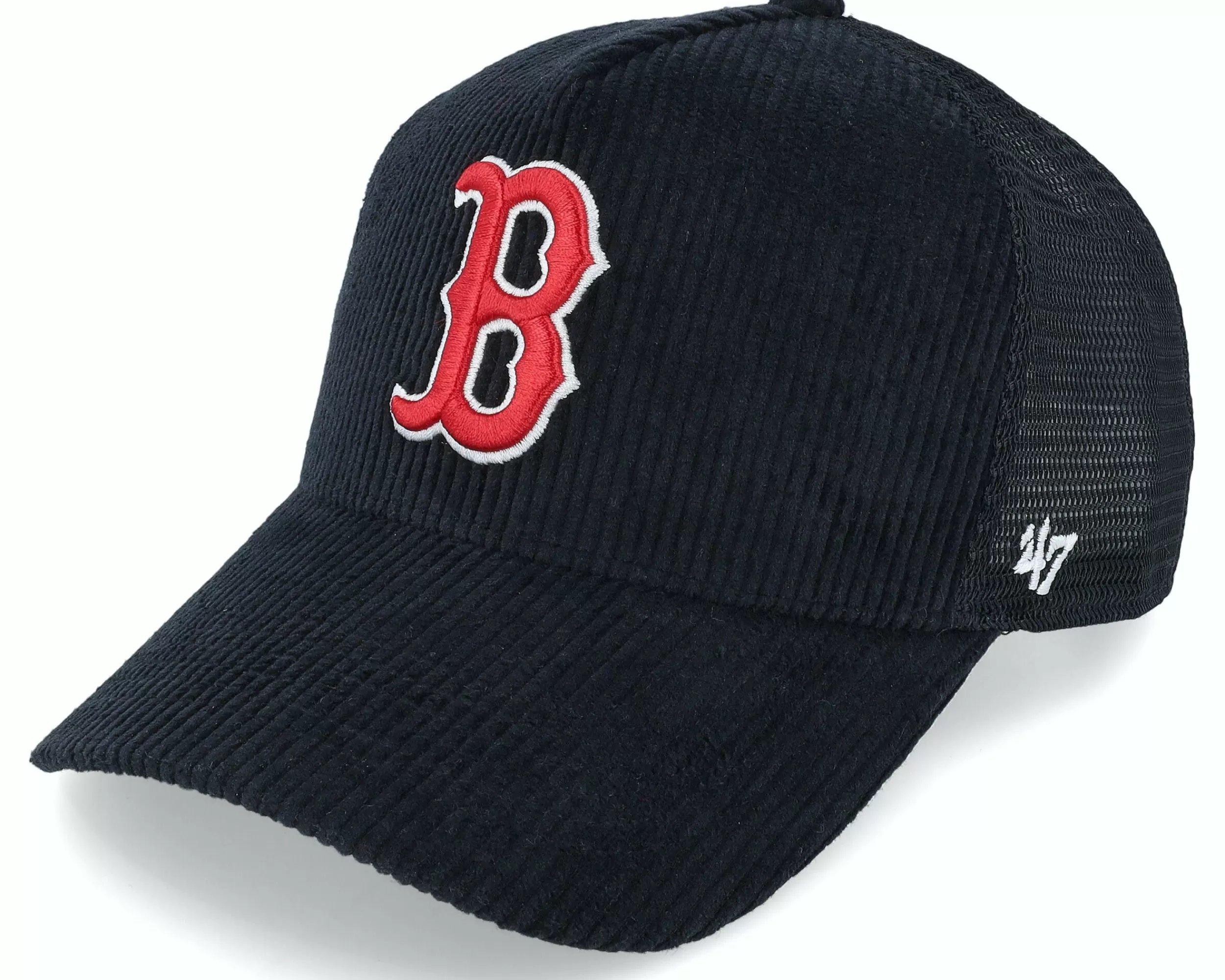47 Brand Boston Red Sox Thick Corduroy Mesh Mvp Black Trucker - -Unisex Trucker