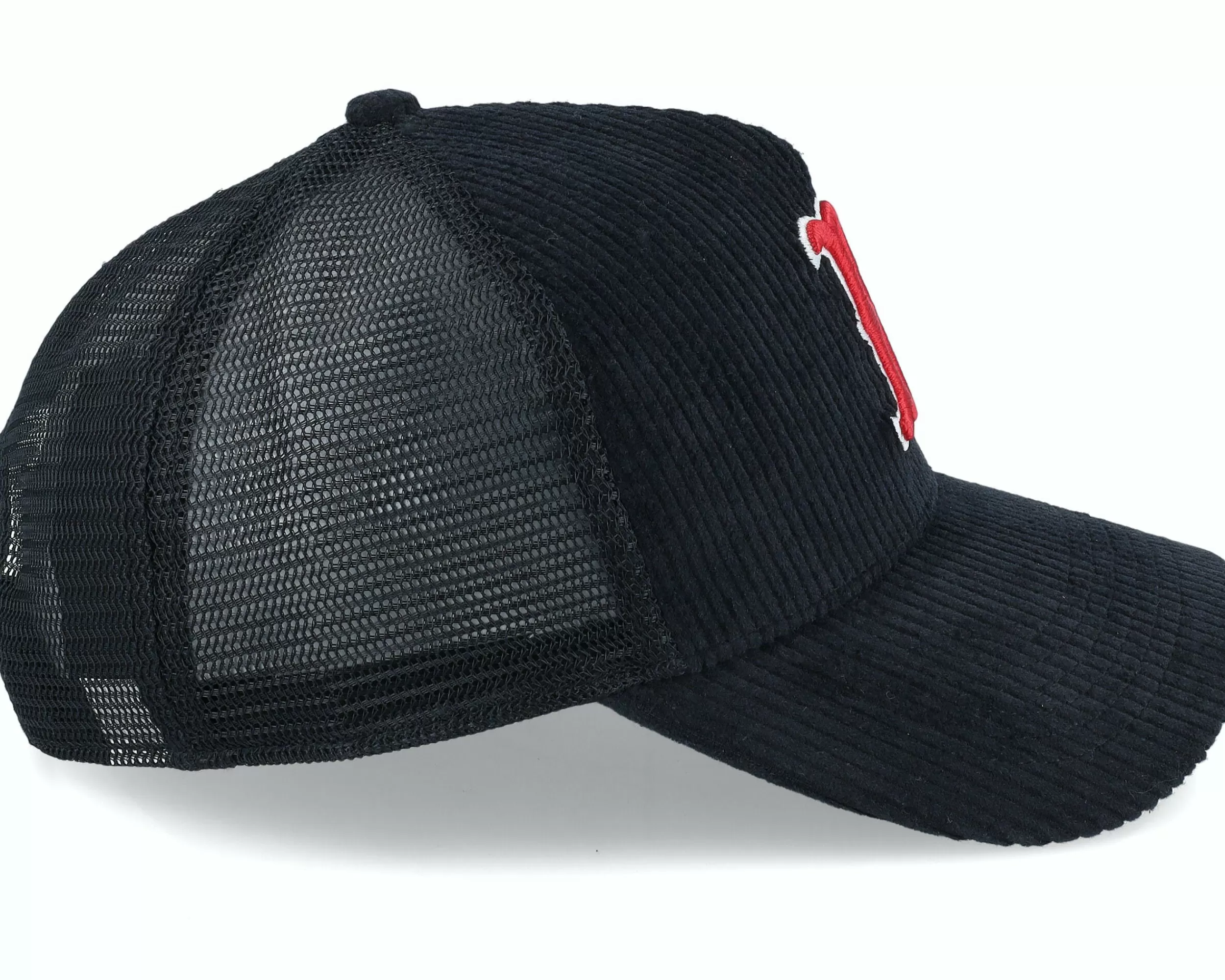 47 Brand Boston Red Sox Thick Corduroy Mesh Mvp Black Trucker - -Unisex Trucker