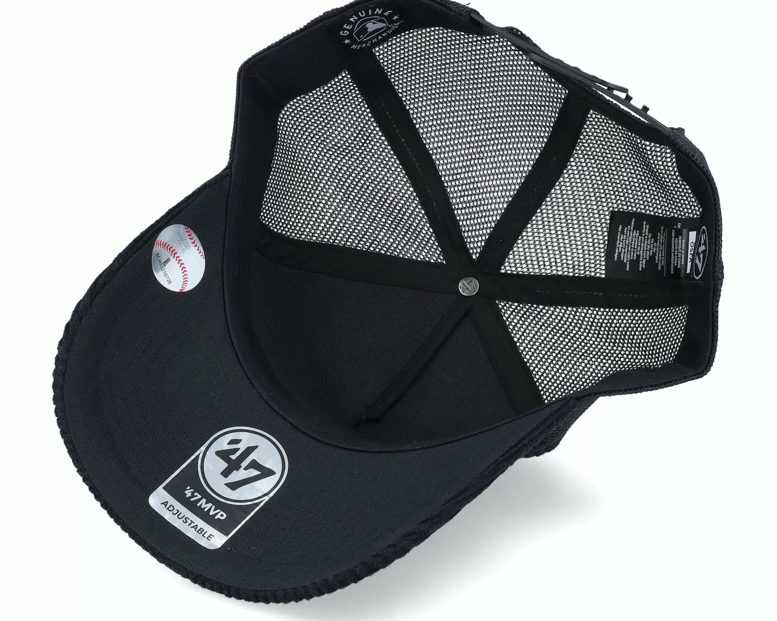 47 Brand Boston Red Sox Thick Corduroy Mesh Mvp Black Trucker - -Unisex Trucker