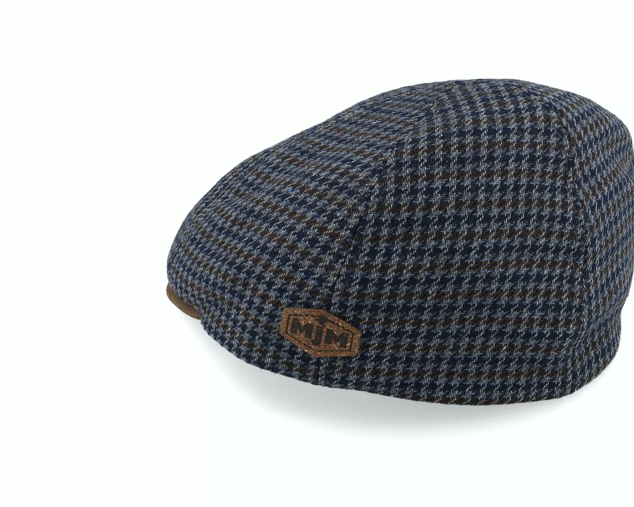 MJM Hats Broker 32 Wool Mix Blue Check Flat Cap - -Unisex Flat Caps