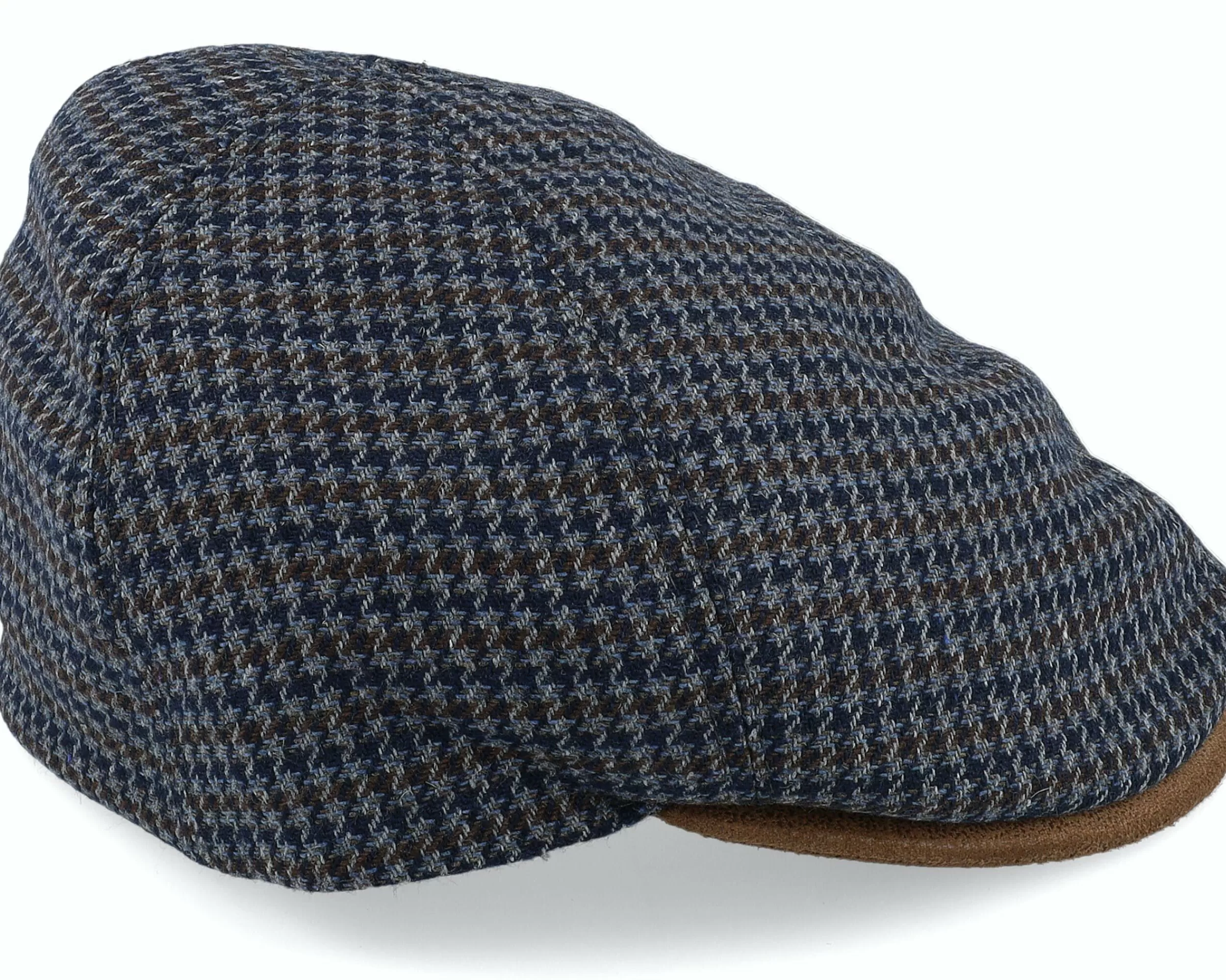 MJM Hats Broker 32 Wool Mix Blue Check Flat Cap - -Unisex Flat Caps