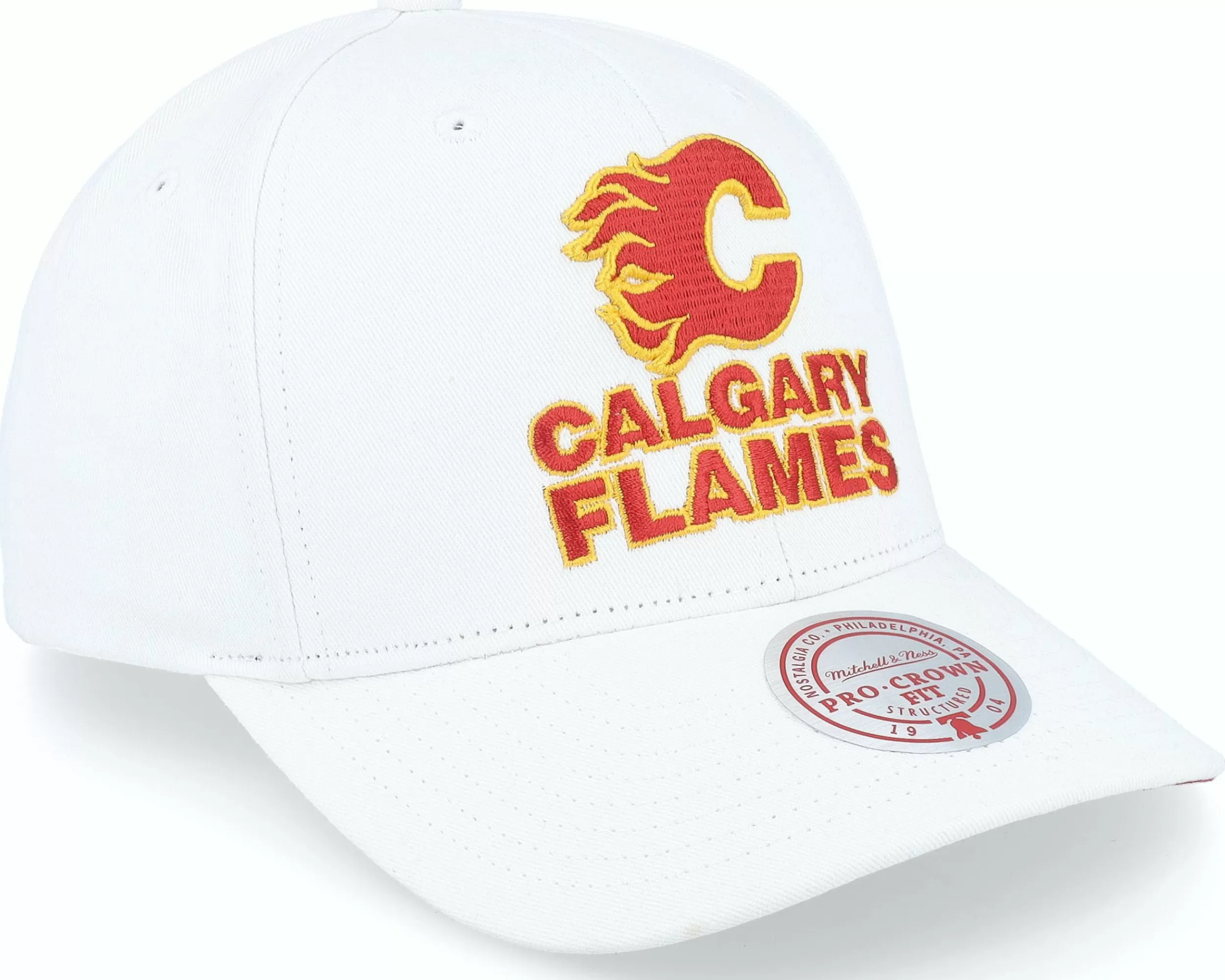 Mitchell & Ness Calgary Flames All In Pro White Adjustable - -Unisex Adjustable