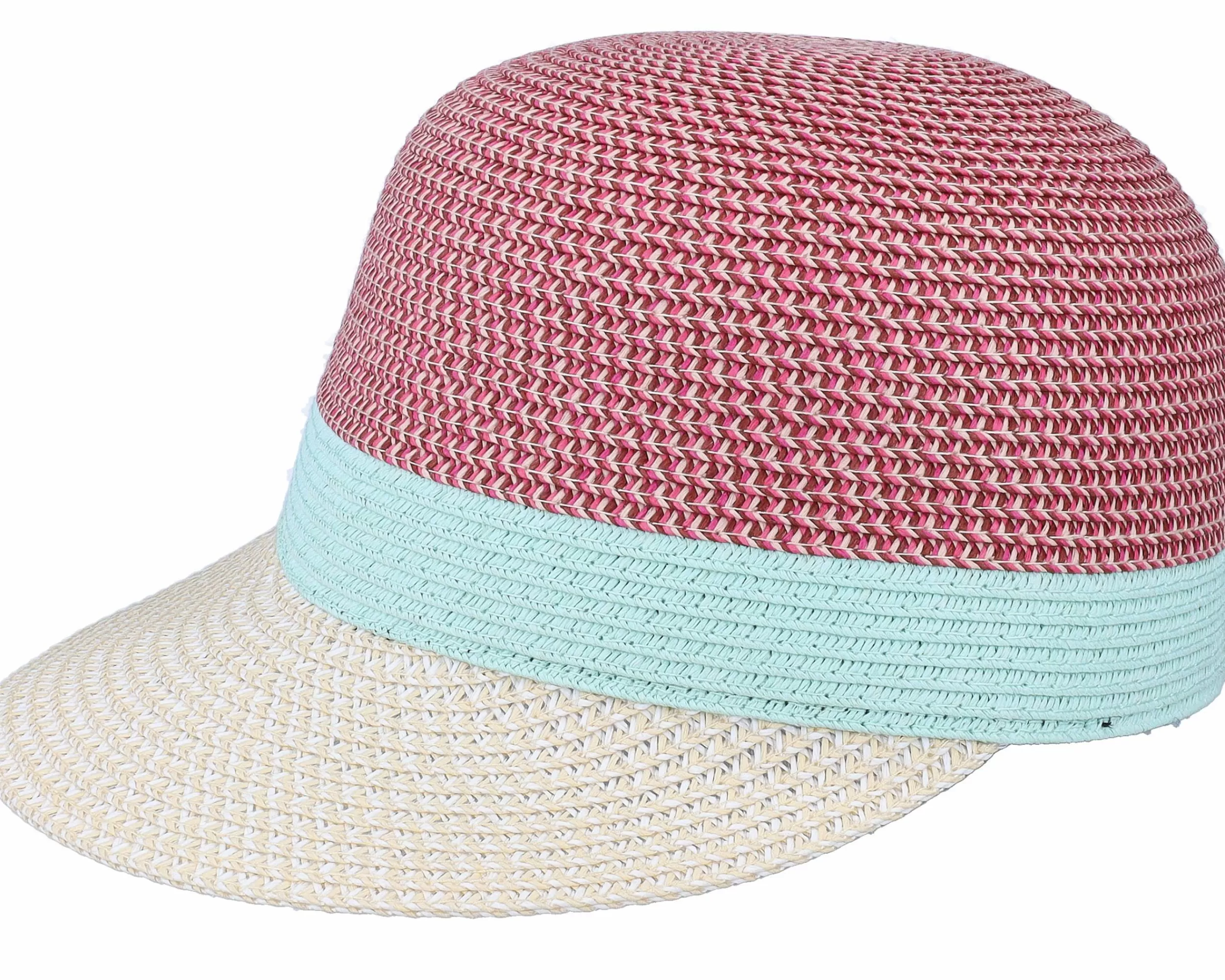 Seeberger Cap In Stripe Design Fuchsia-Aqua Fitted - -Unisex Fitted