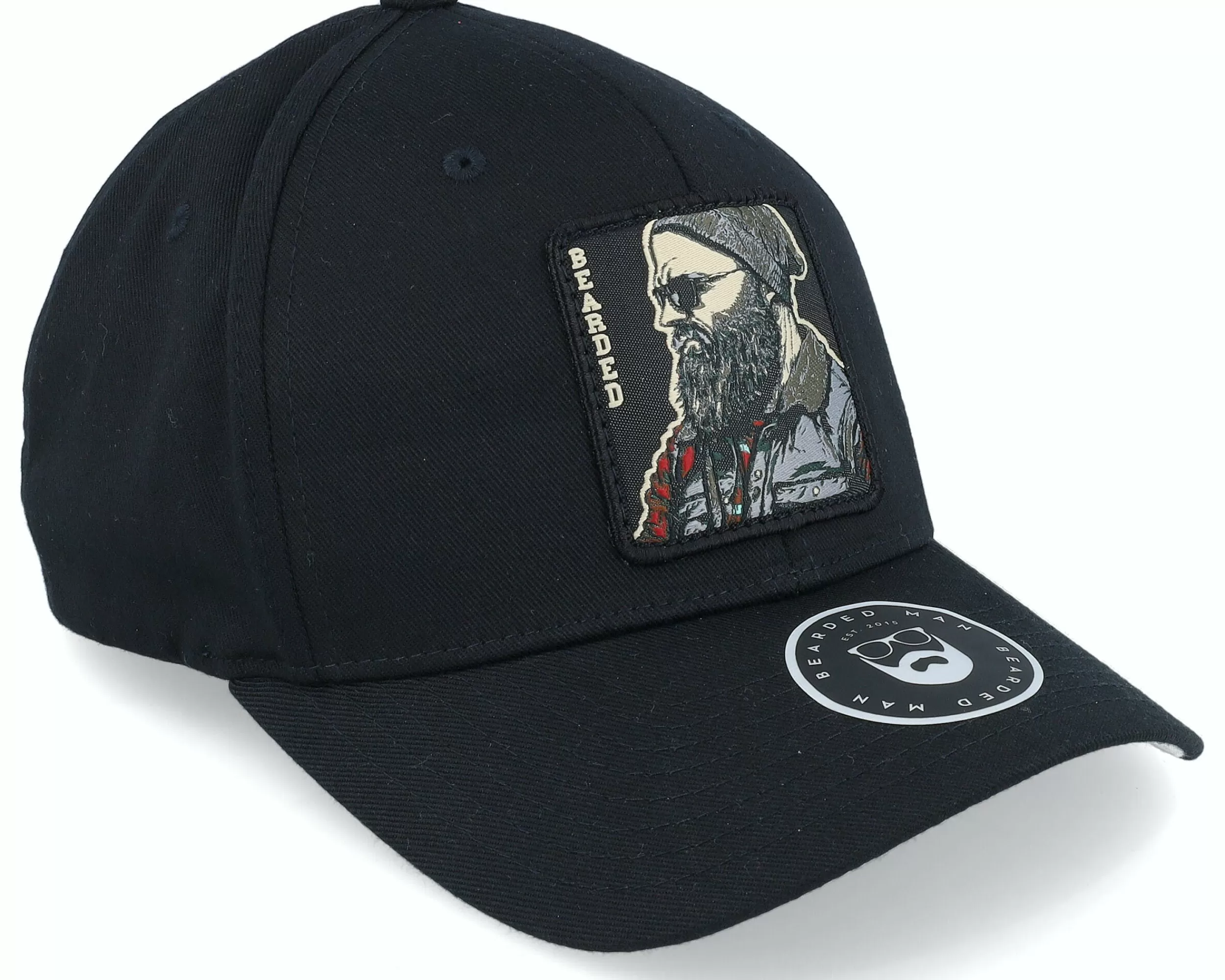 Bearded Man Cap Man Modern Black Flexfit Wooly Combed - -Unisex Flexfit