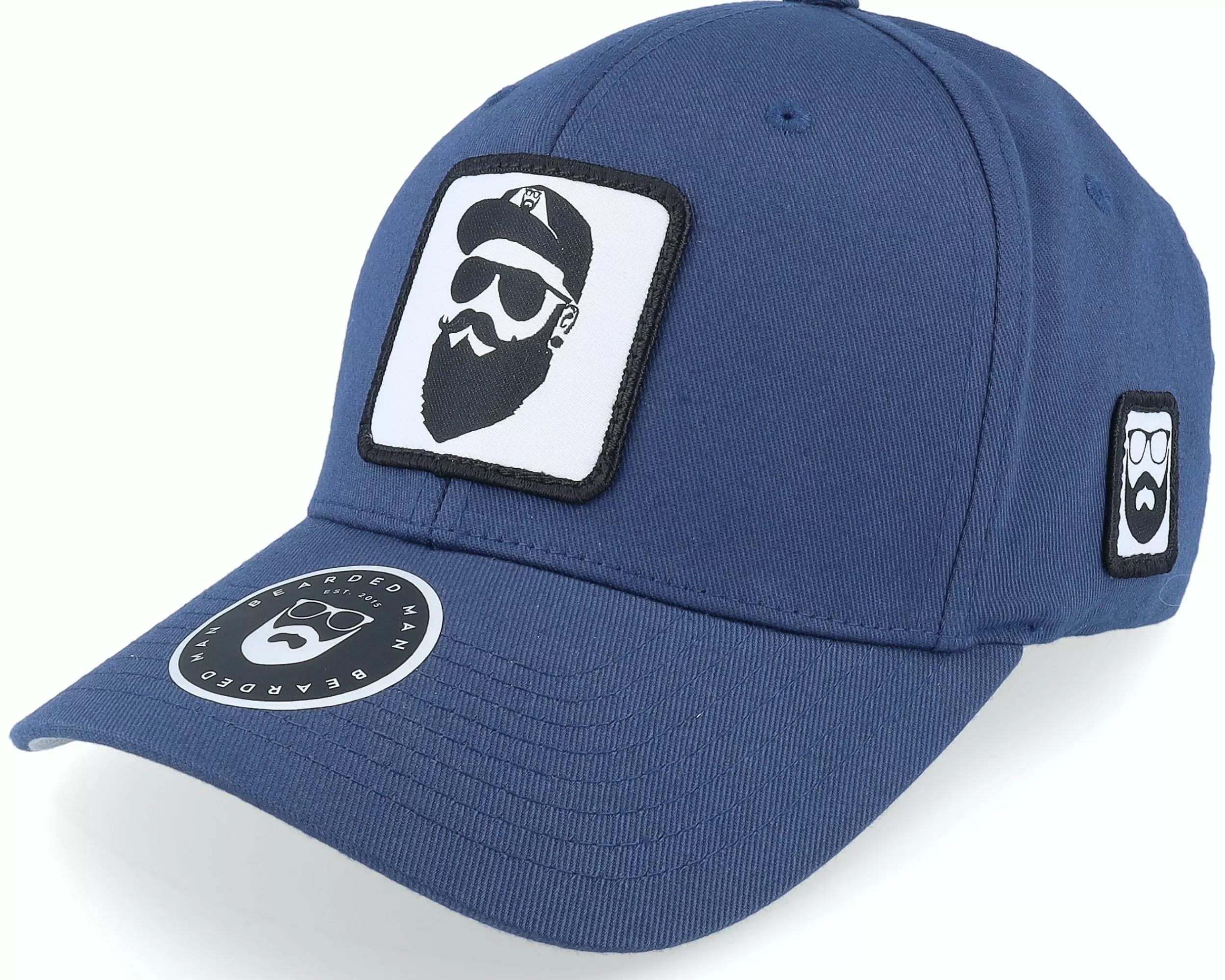 Bearded Man Cap Man Woven Patch Navy Flexfit - -Unisex Flexfit