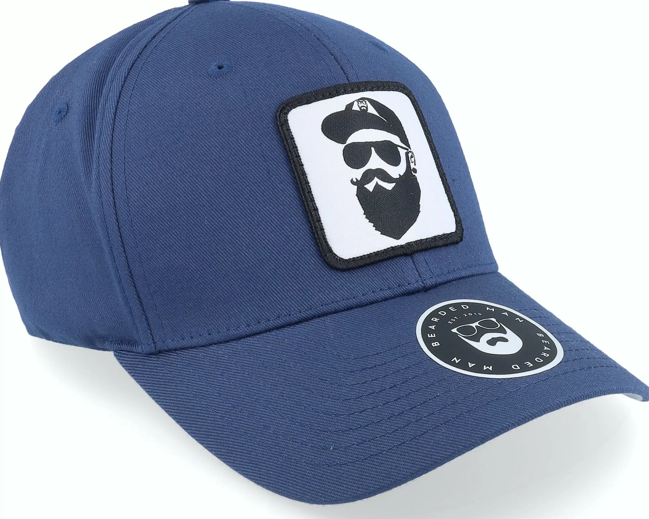 Bearded Man Cap Man Woven Patch Navy Flexfit - -Unisex Flexfit