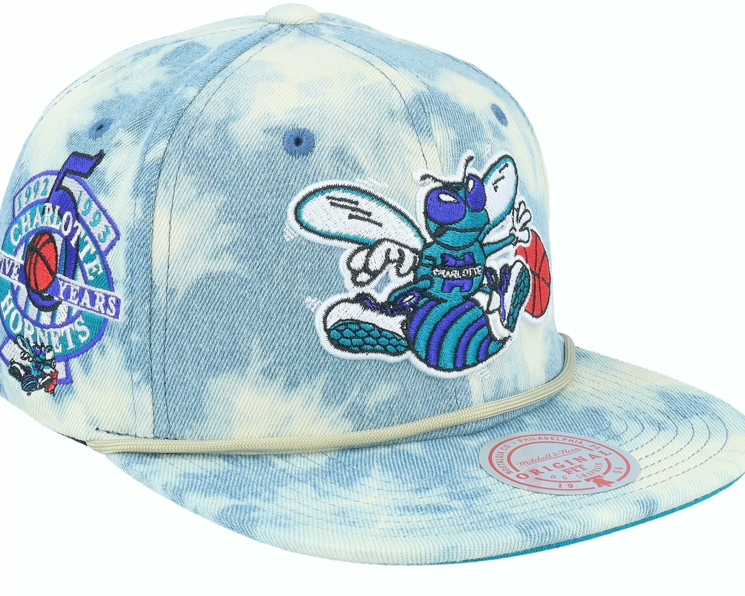 Mitchell & Ness Charlotte Hornets Acid Wash Blue Snapback - -Unisex Snapback