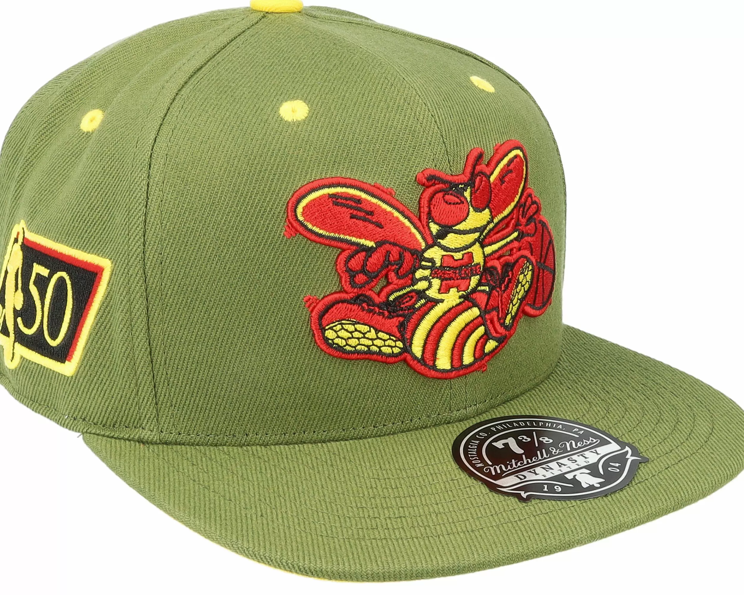 Mitchell & Ness Charlotte Hornets Dusty Olive Fitted - -Unisex Fitted