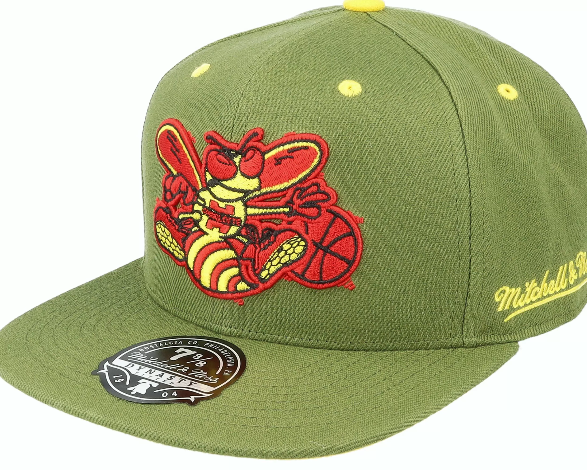 Mitchell & Ness Charlotte Hornets Dusty Olive Fitted - -Unisex Fitted