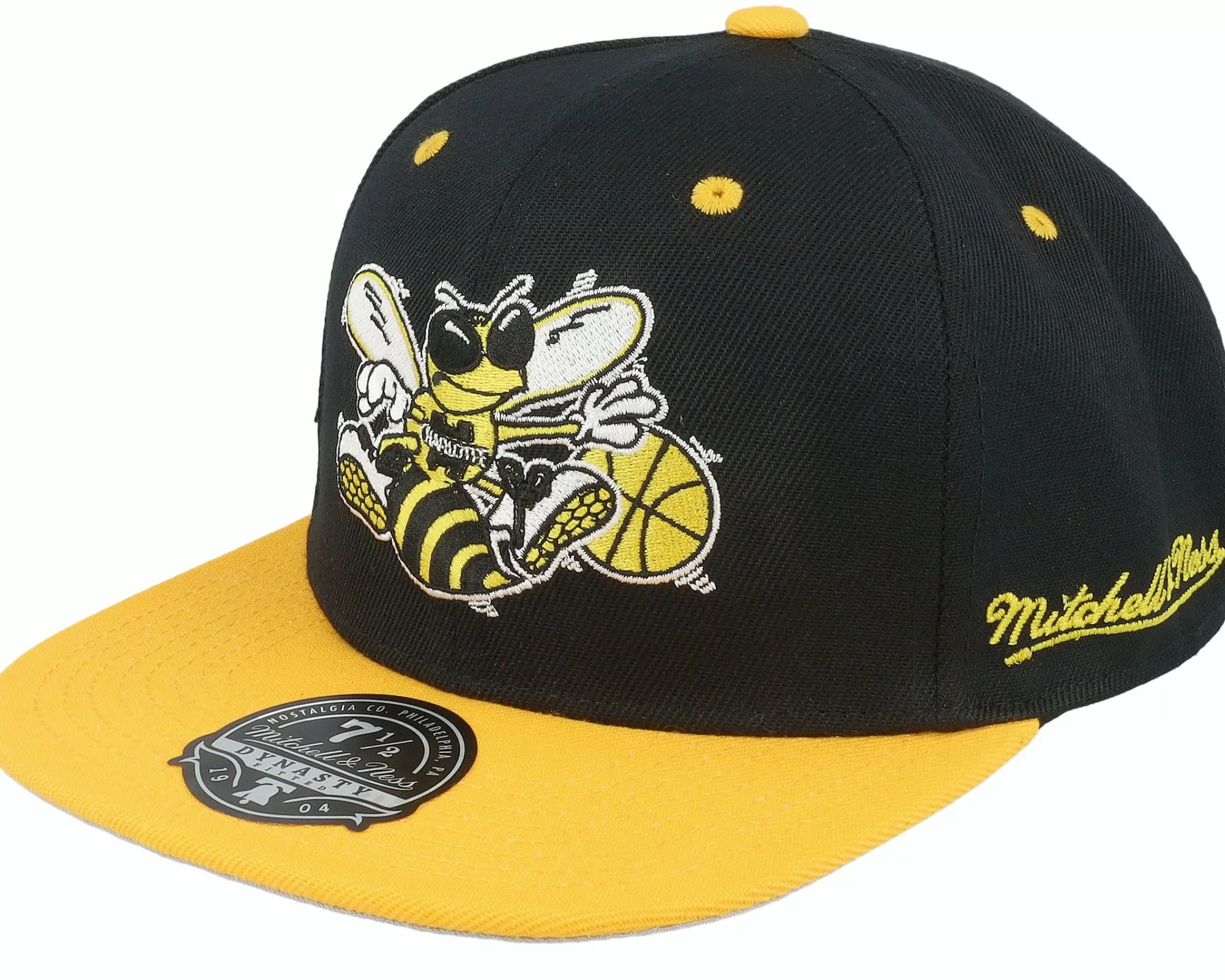 Mitchell & Ness Charlotte Hornets Yellow Toe Black/Yellow Fitted - -Unisex Fitted