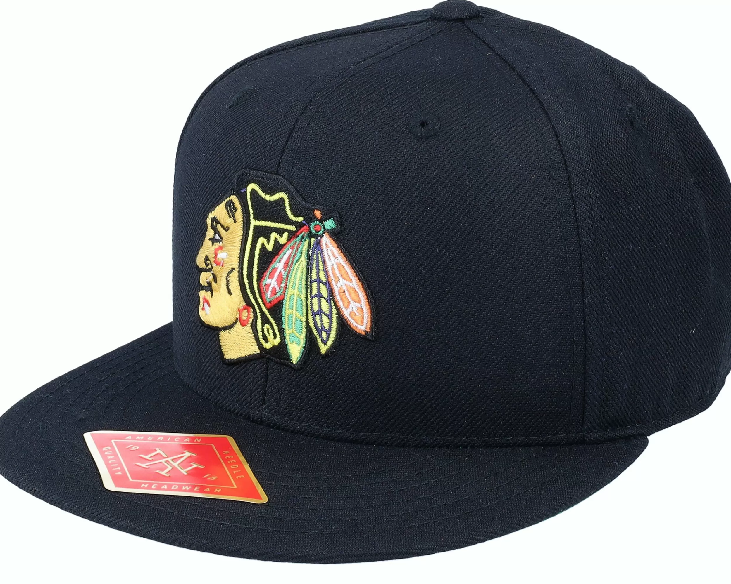 American Needle Chicago Blackhawks Deep Dish Black Fitted - -Unisex Fitted