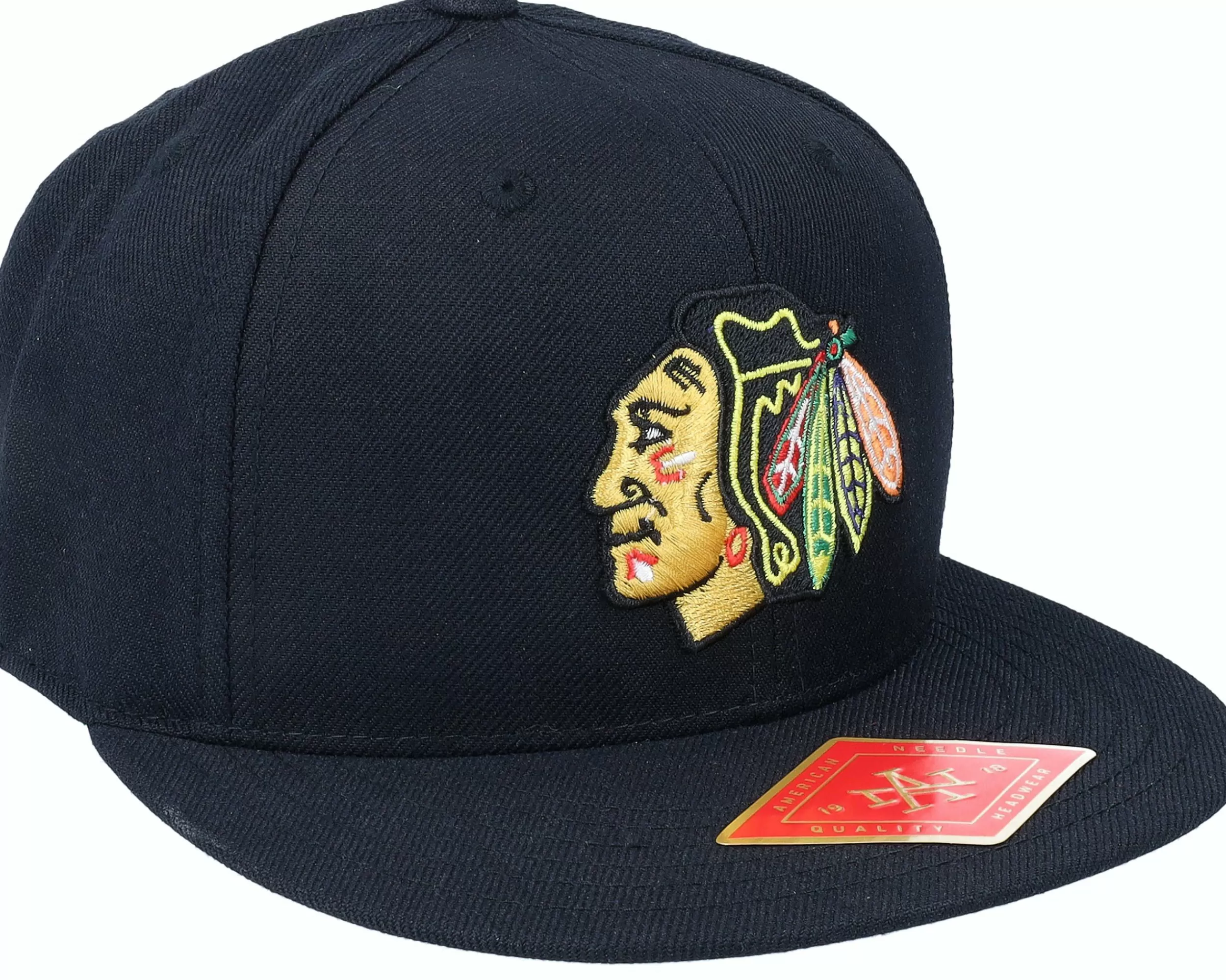 American Needle Chicago Blackhawks Deep Dish Black Fitted - -Unisex Fitted