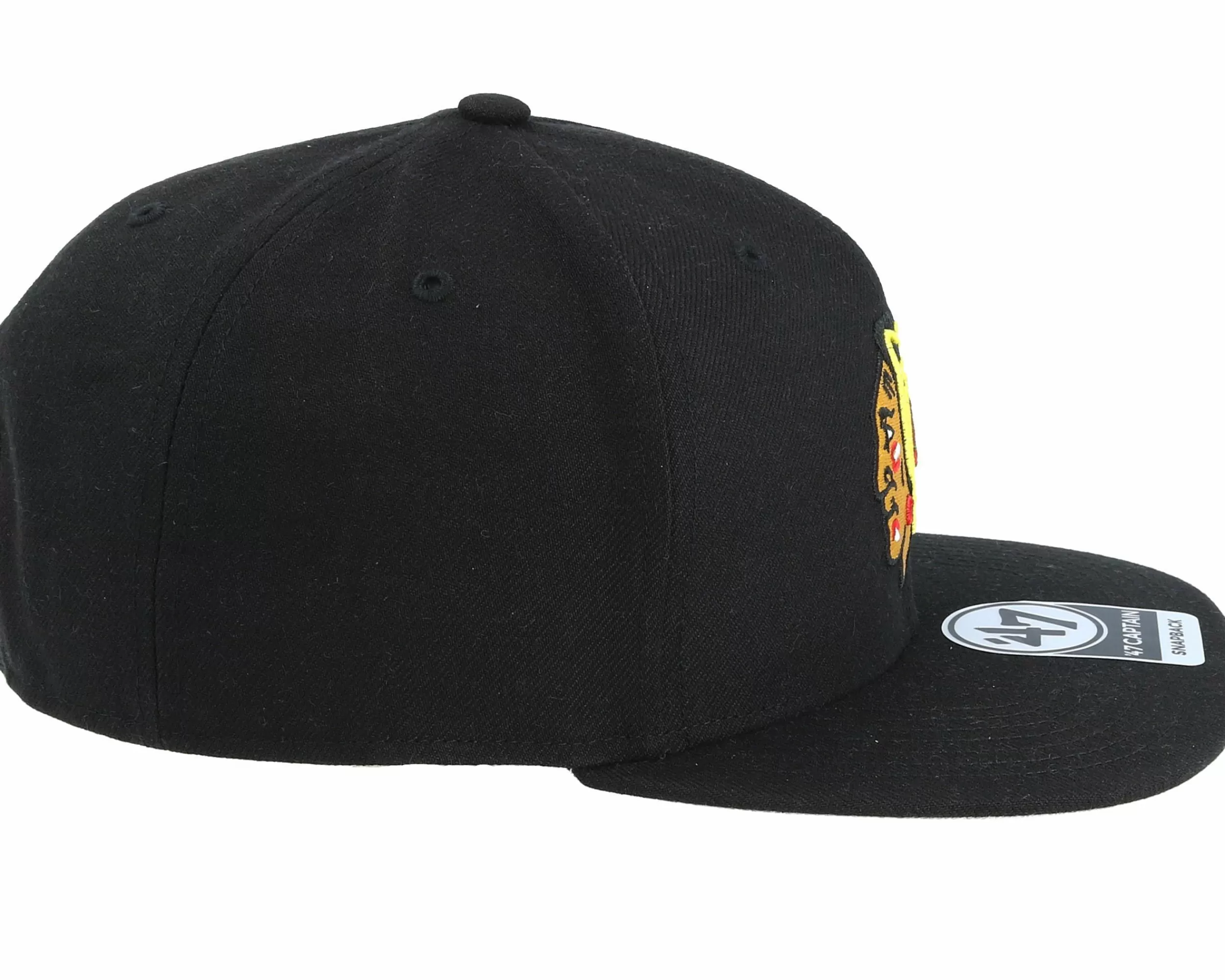 47 Brand Chicago Blackhawks No Shot 47 Captain Black Snapback - -Unisex Snapback