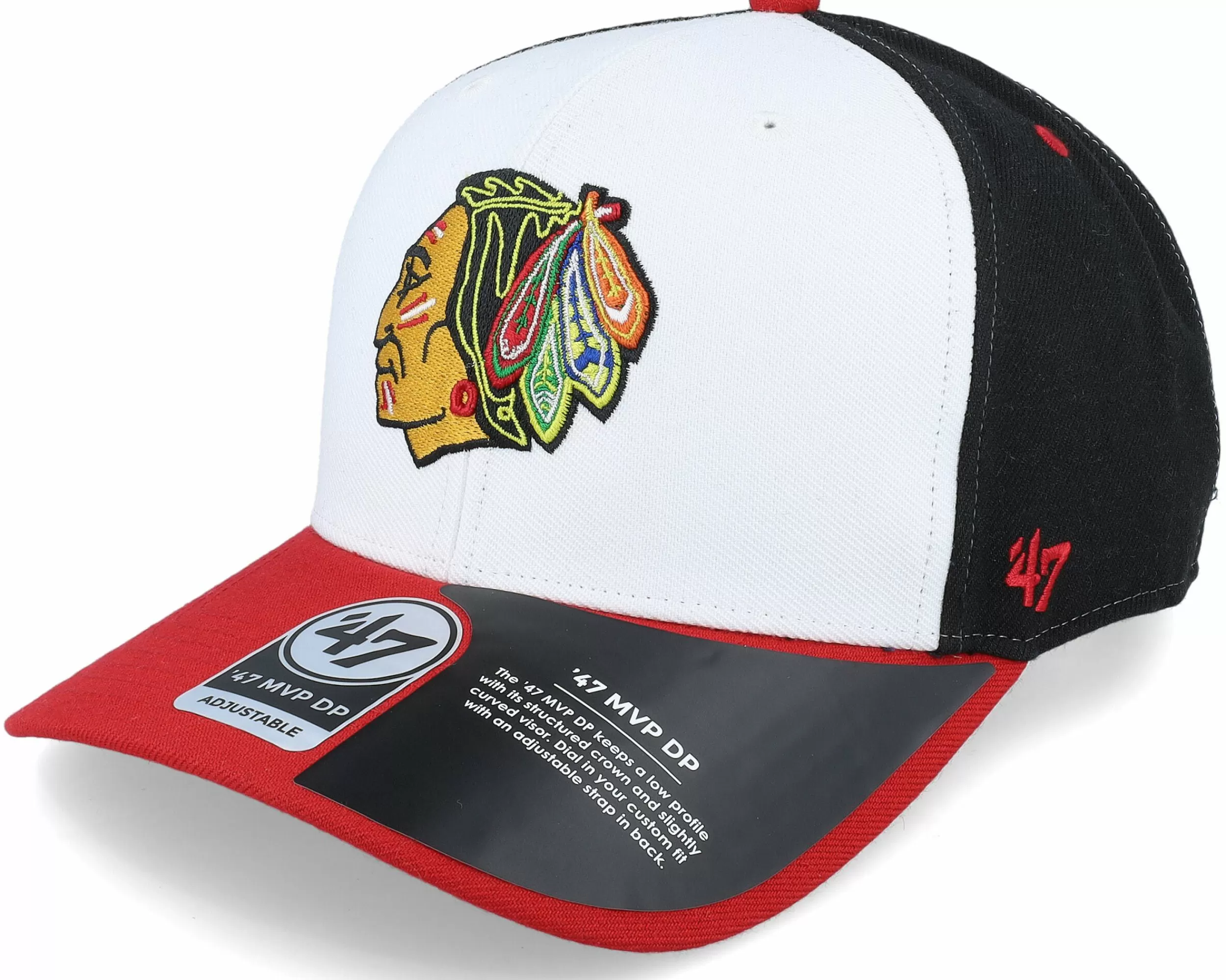 47 Brand Chicago Blackhawks Vintage Cold Zone Replica 47 Mvp Dp White/Black/Red Adjustable - -Unisex Adjustable