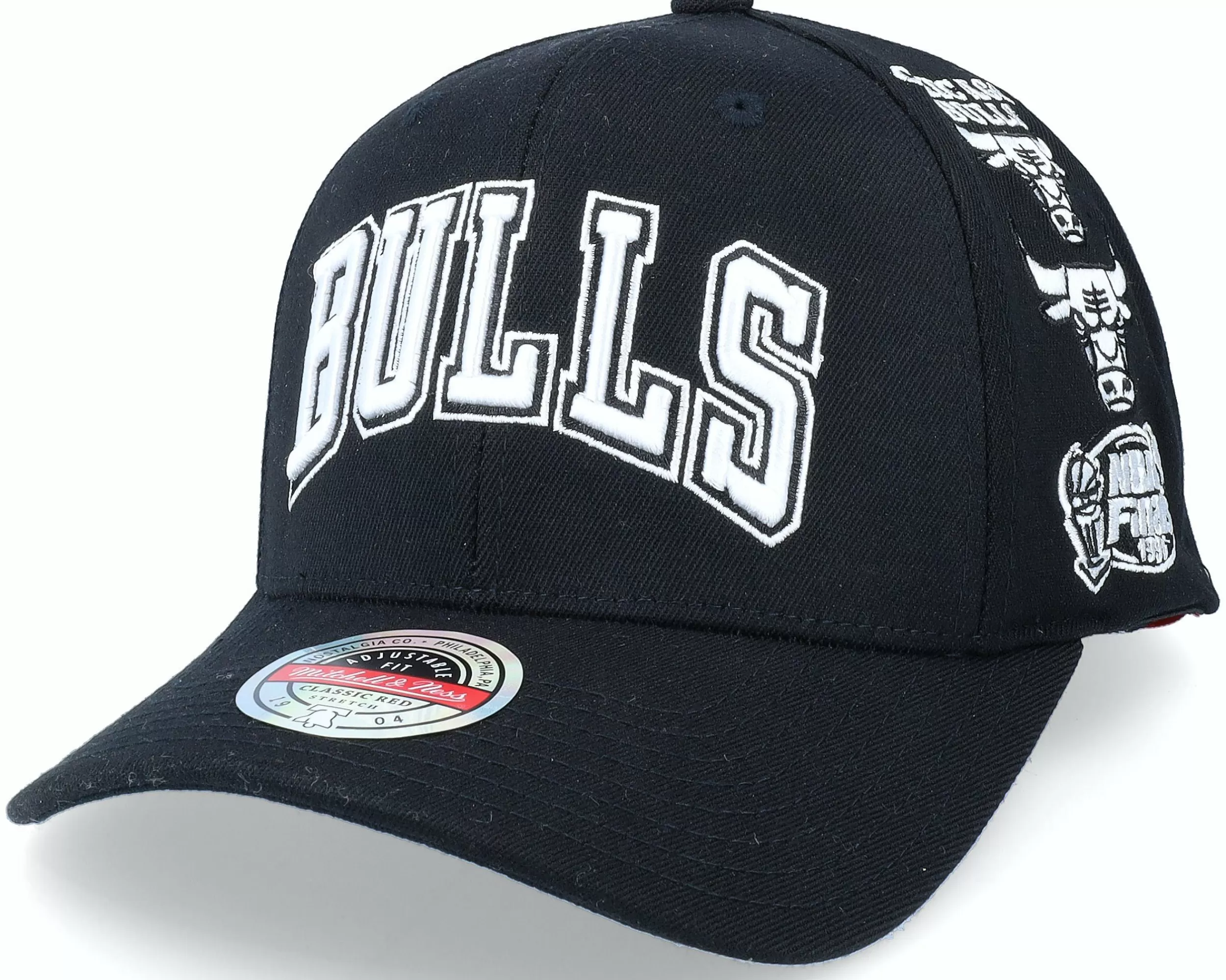 Mitchell & Ness Chicago Bulls Logo Blast Red Black Adjustable - -Unisex Adjustable