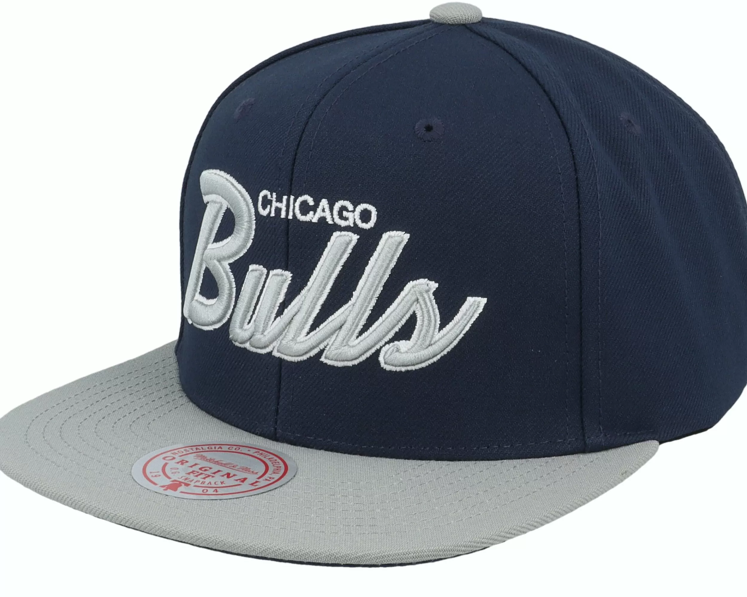 Mitchell & Ness Chicago Bulls Navy Spirit Script Navy/Grey Snapback - -Unisex Snapback