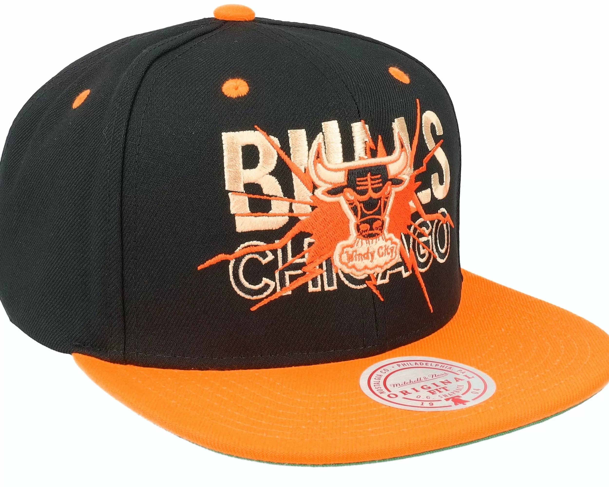 Mitchell & Ness Chicago Bulls Shattered Black/Orange Snapback - -Unisex Snapback