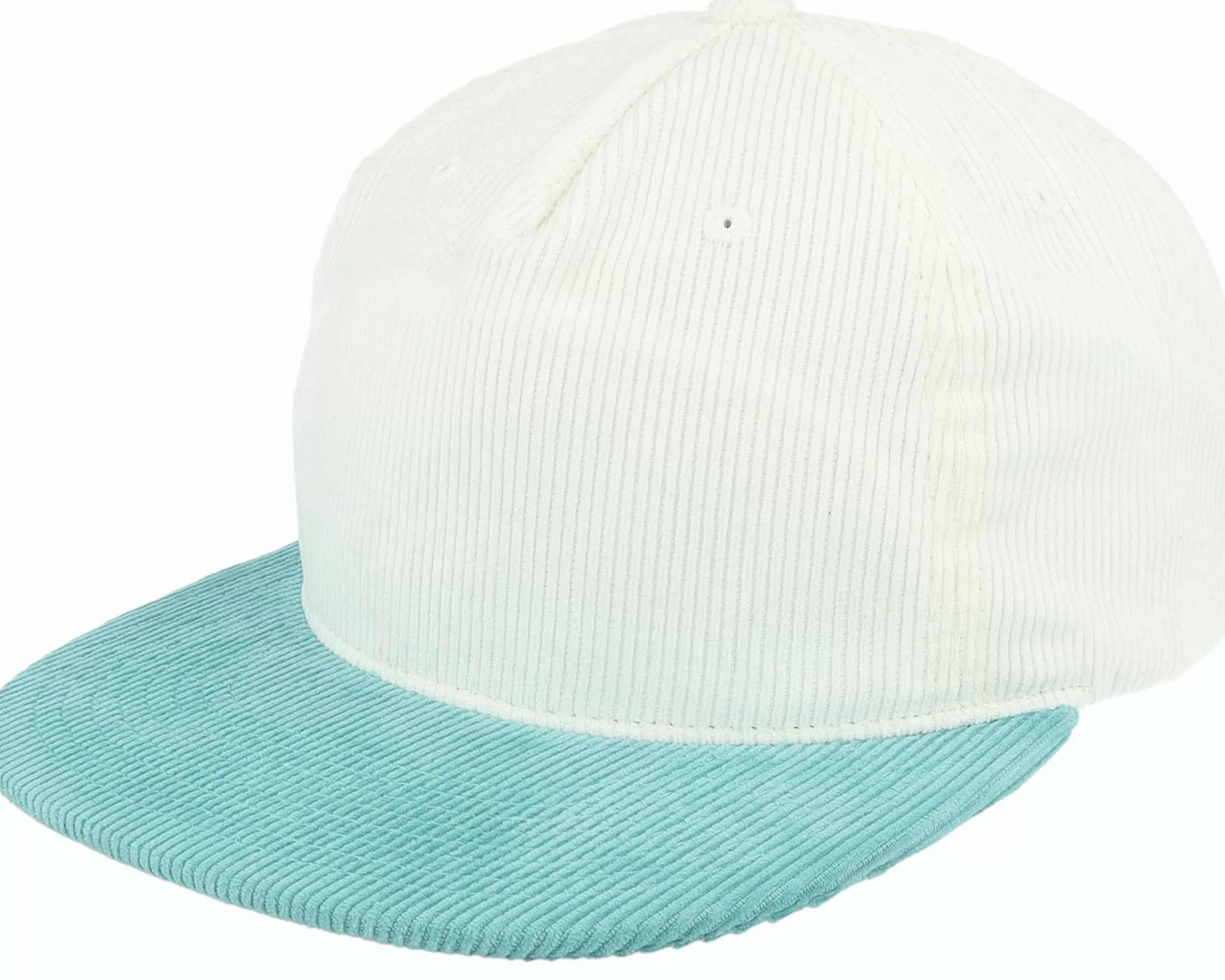 Equip Cord White/Teal 5-Panel Halfmoon Snapback - -Unisex Snapback