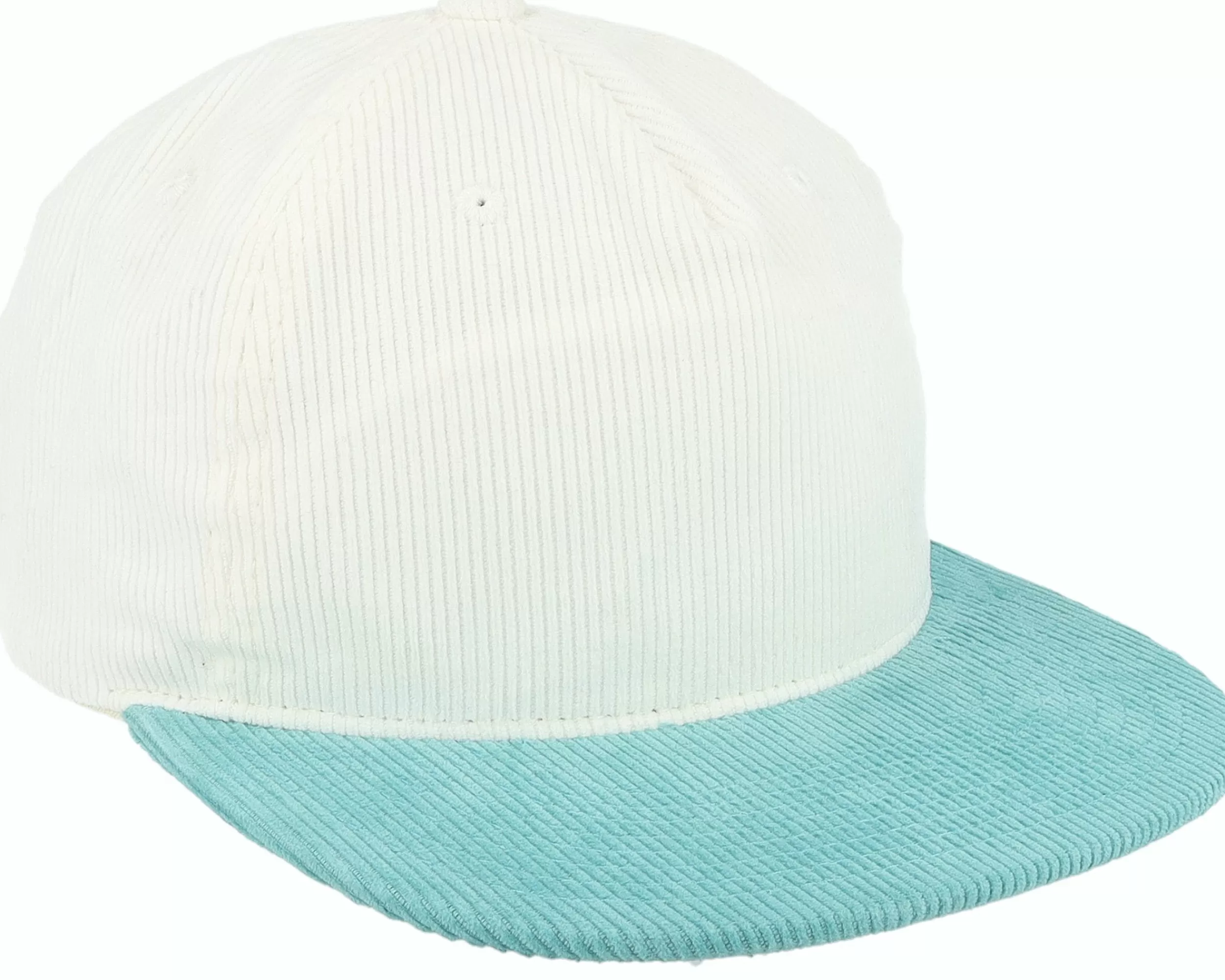 Equip Cord White/Teal 5-Panel Halfmoon Snapback - -Unisex Snapback