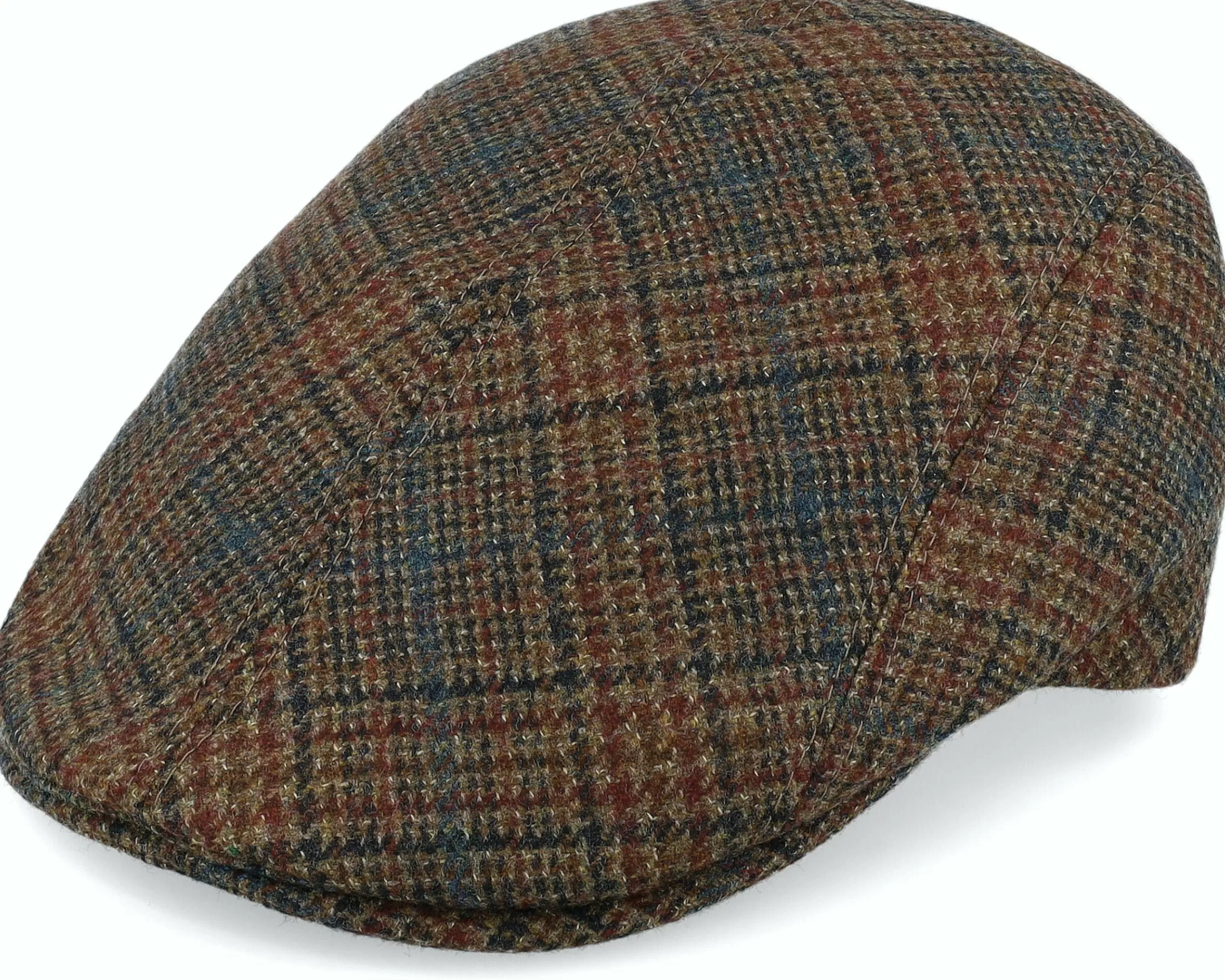 MJM Hats Daffy 3 32 Virgin Wool Brown Check Flat Cap - -Unisex Flat Caps
