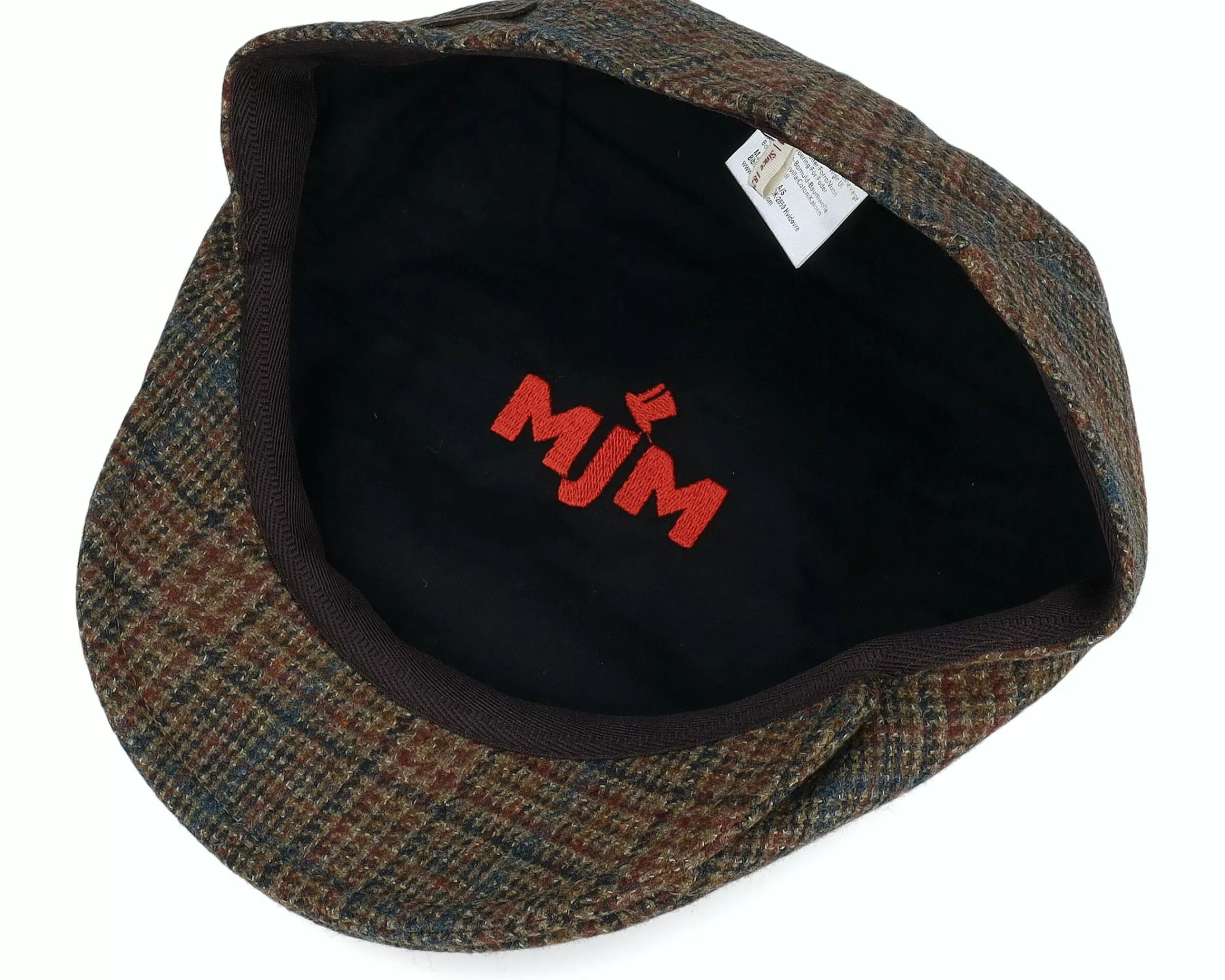 MJM Hats Daffy 3 32 Virgin Wool Brown Check Flat Cap - -Unisex Flat Caps