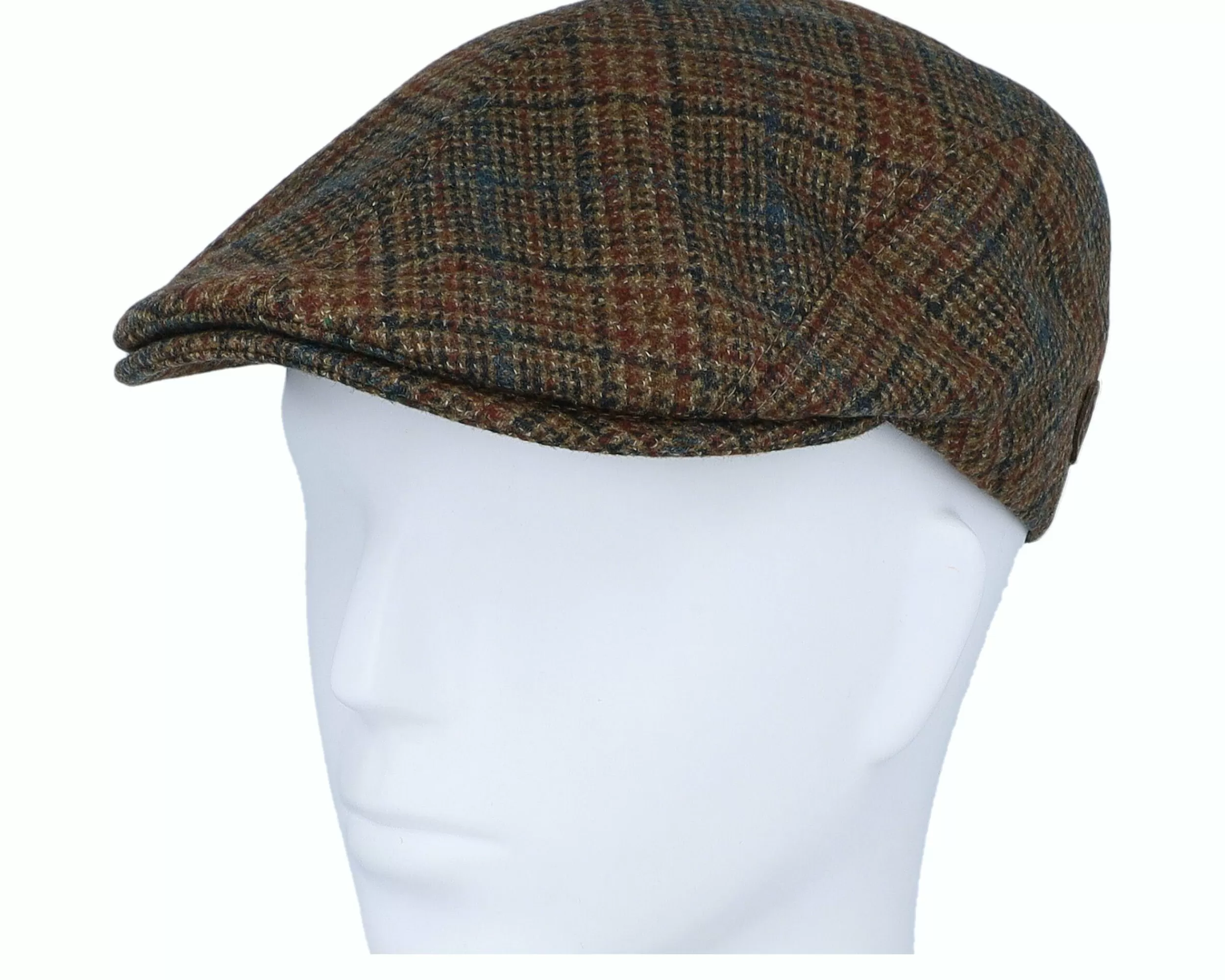 MJM Hats Daffy 3 32 Virgin Wool Brown Check Flat Cap - -Unisex Flat Caps