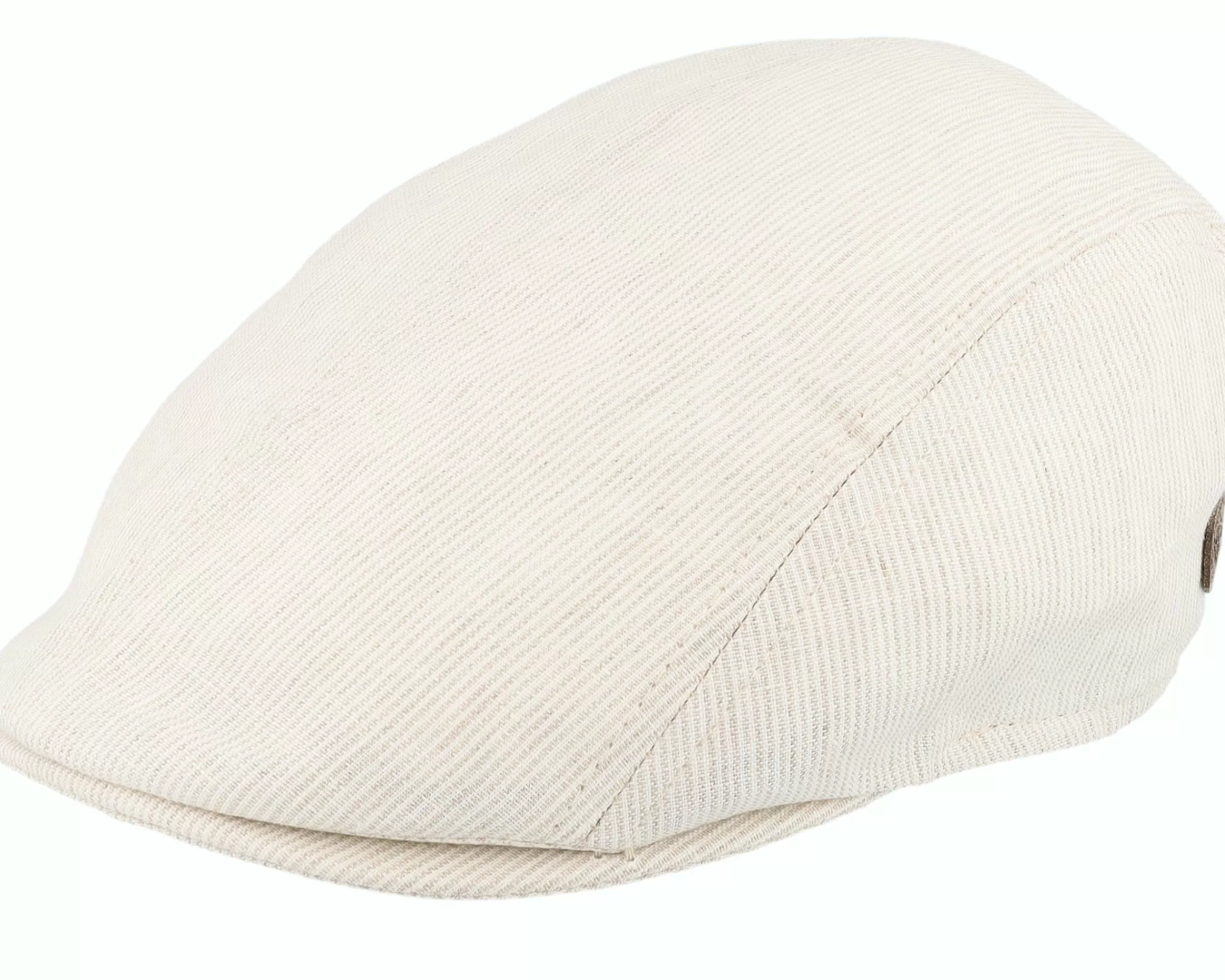 MJM Hats Daffy 3 Organic Linen Beige Stripe Flat Cap - -Unisex Flat Caps