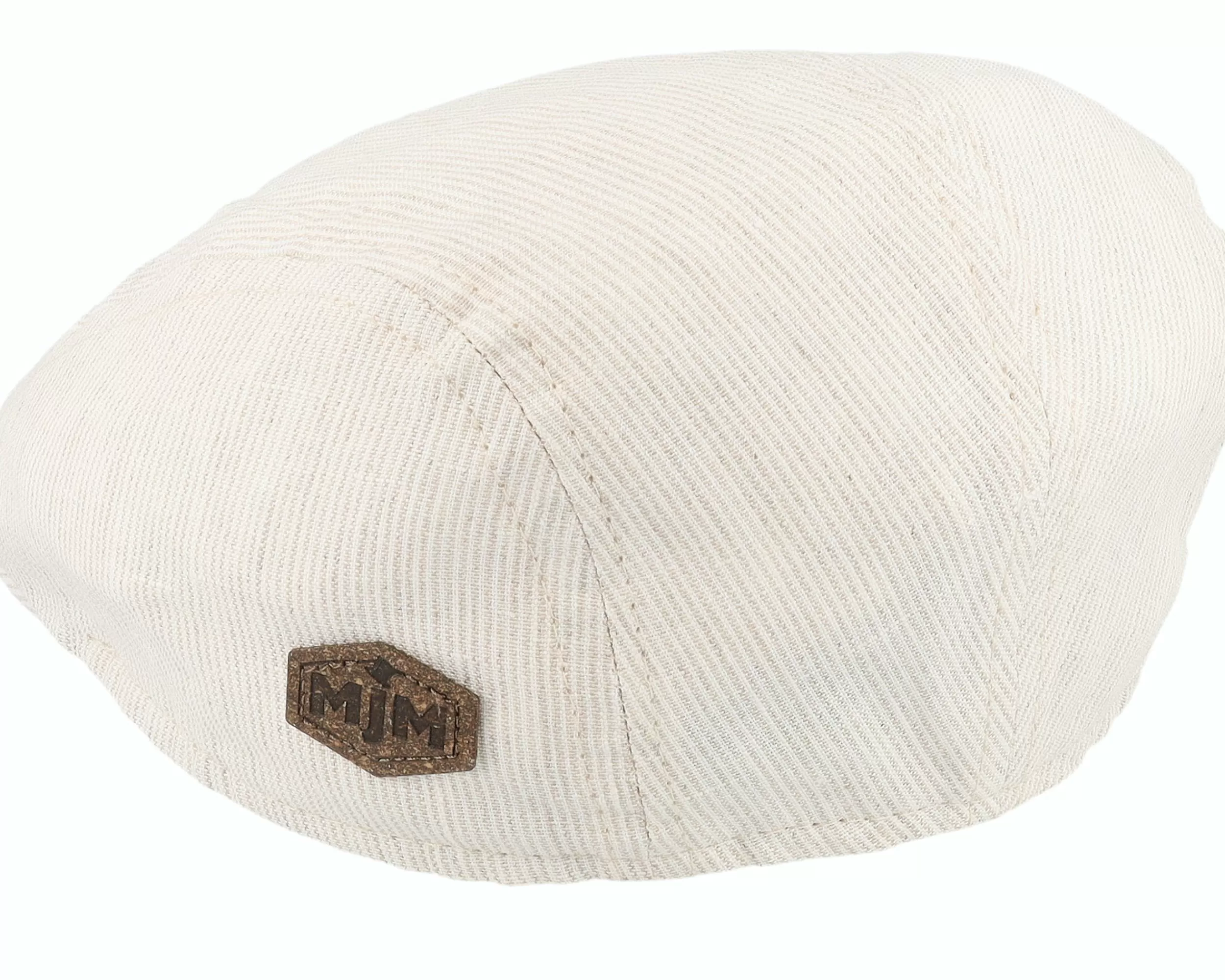 MJM Hats Daffy 3 Organic Linen Beige Stripe Flat Cap - -Unisex Flat Caps