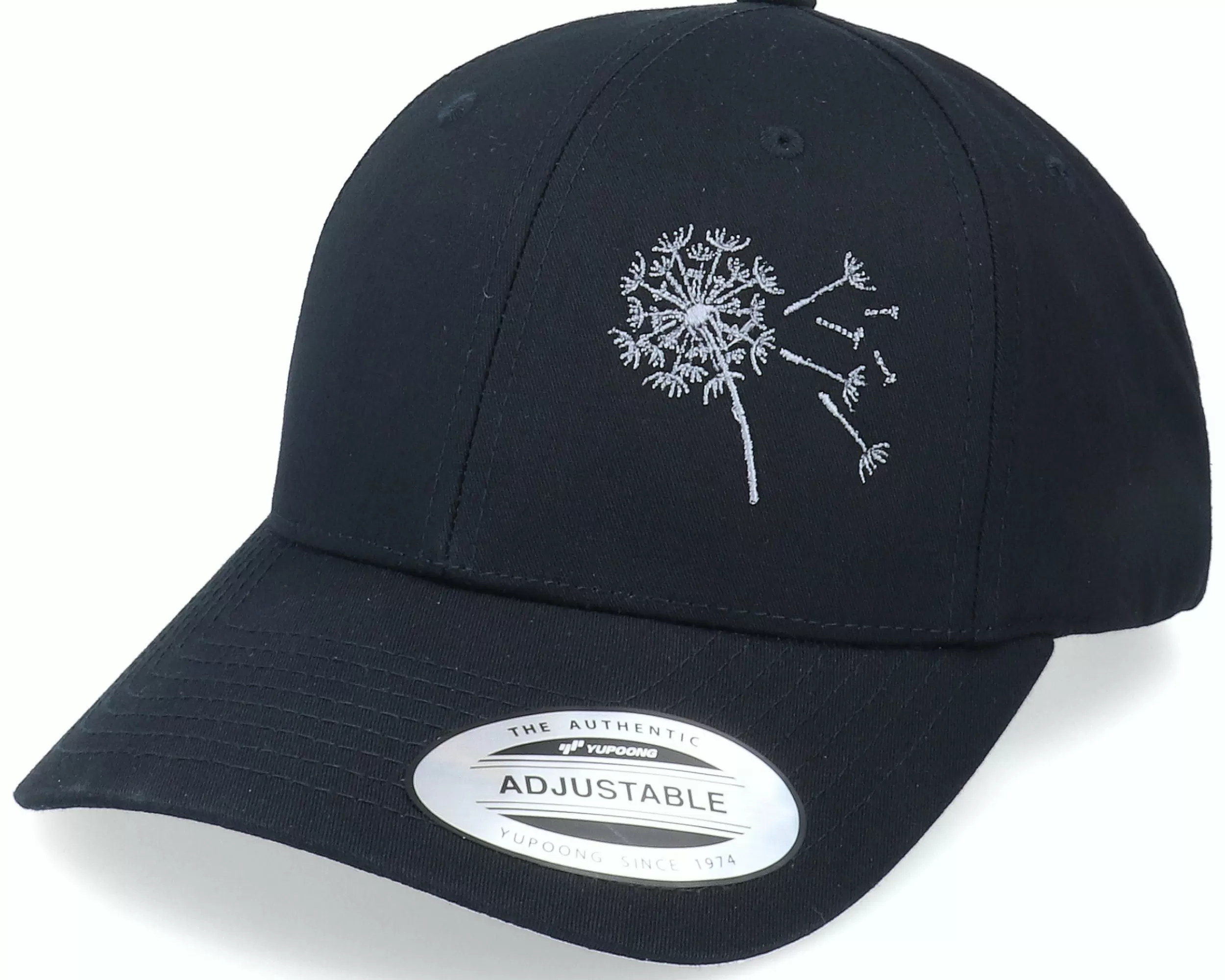 Iconic Dandelion In The Wind Curved Black Adjustable - -Unisex Adjustable