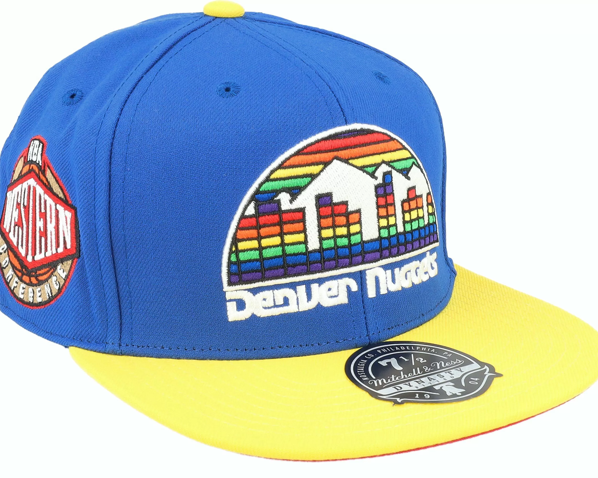 Mitchell & Ness Denver Nuggets Coast2Coast Navy/Yellow Fitted - -Unisex Fitted