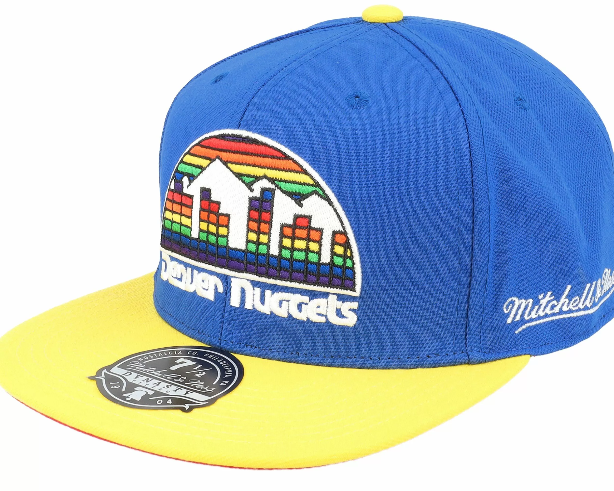 Mitchell & Ness Denver Nuggets Coast2Coast Navy/Yellow Fitted - -Unisex Fitted