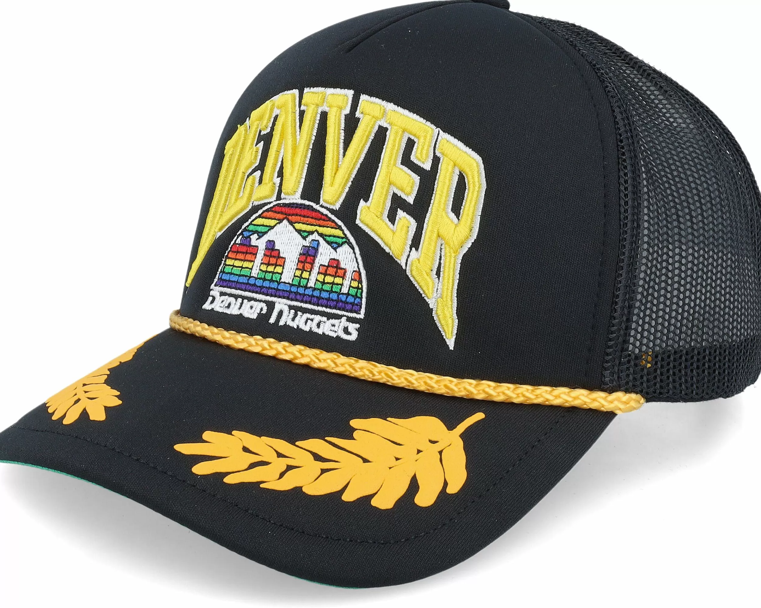 Mitchell & Ness Denver Nuggets Gold Leaf Hwc Black Trucker - -Unisex Trucker