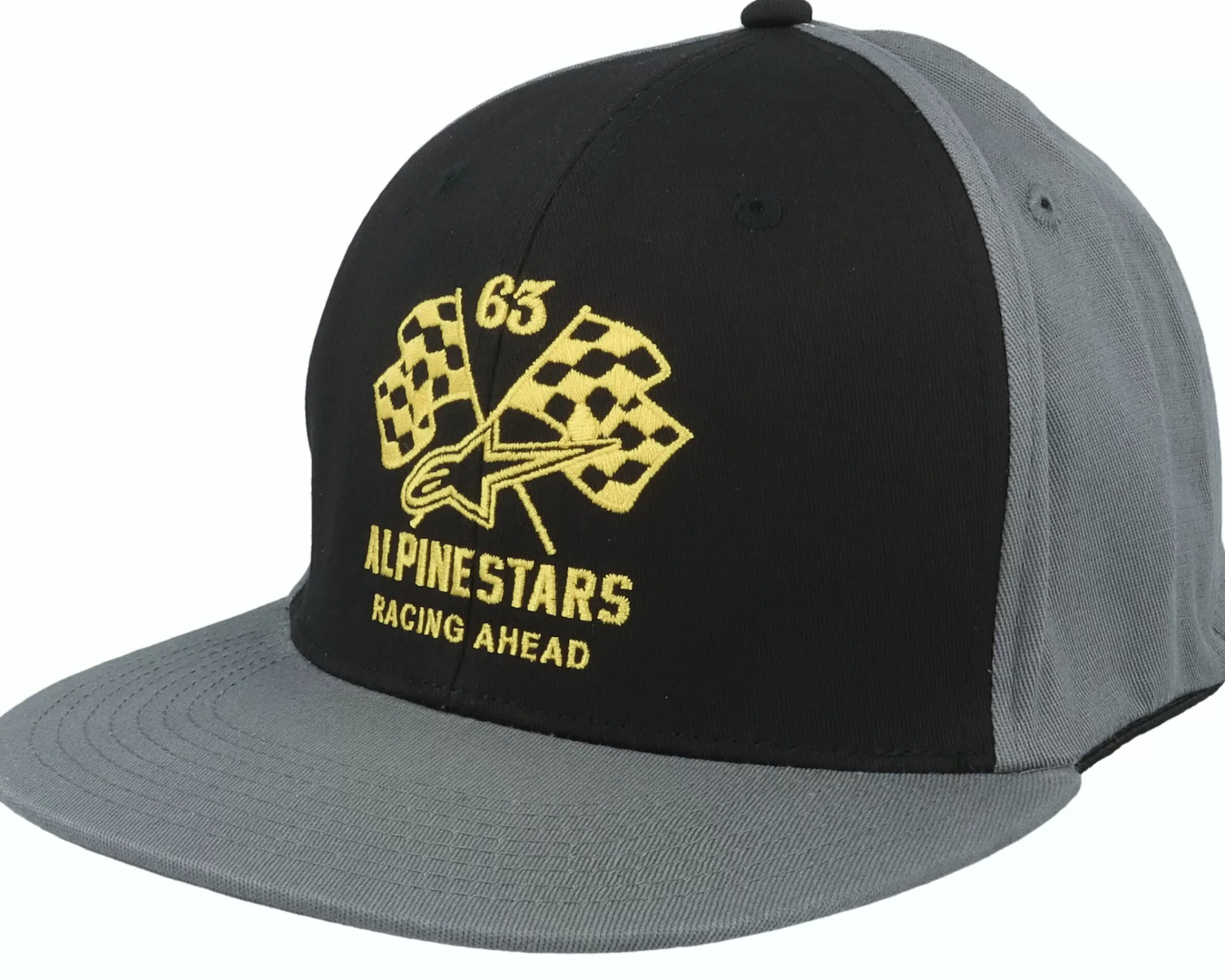 Alpinestars Double Check Flatbill Black/Charcoal/Yellow Fitted - -Unisex Fitted