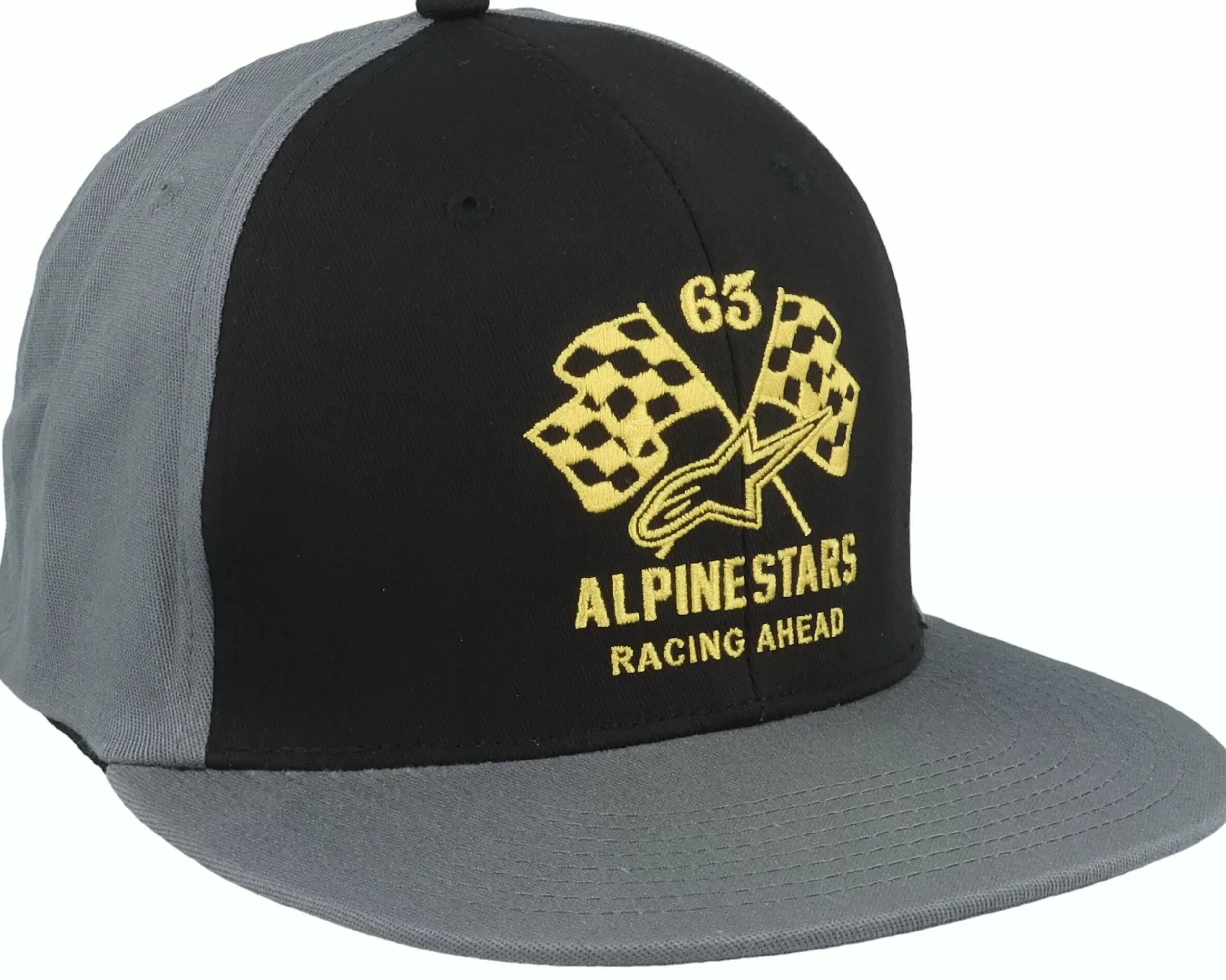 Alpinestars Double Check Flatbill Black/Charcoal/Yellow Fitted - -Unisex Fitted