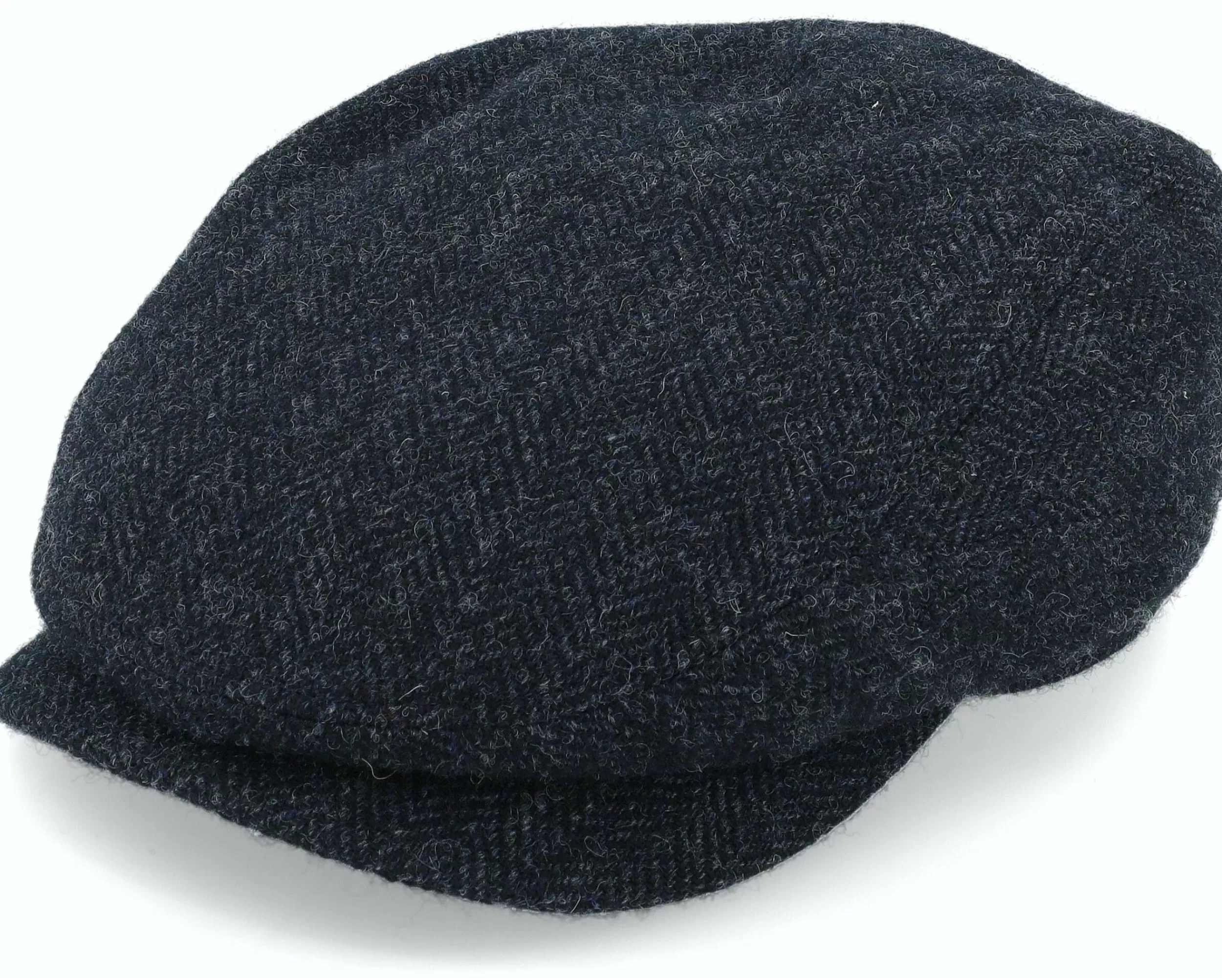 Stetson Driver Cap Wool Herringbone Black Flat Cap - -Unisex Flat Caps