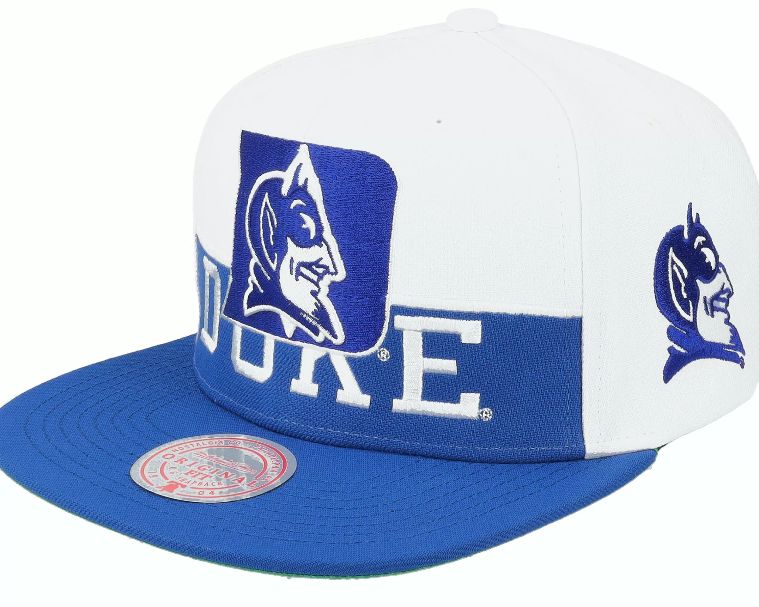 Mitchell & Ness Duke Blue Devils Half & Half Blue/White Snapback - -Unisex Snapback