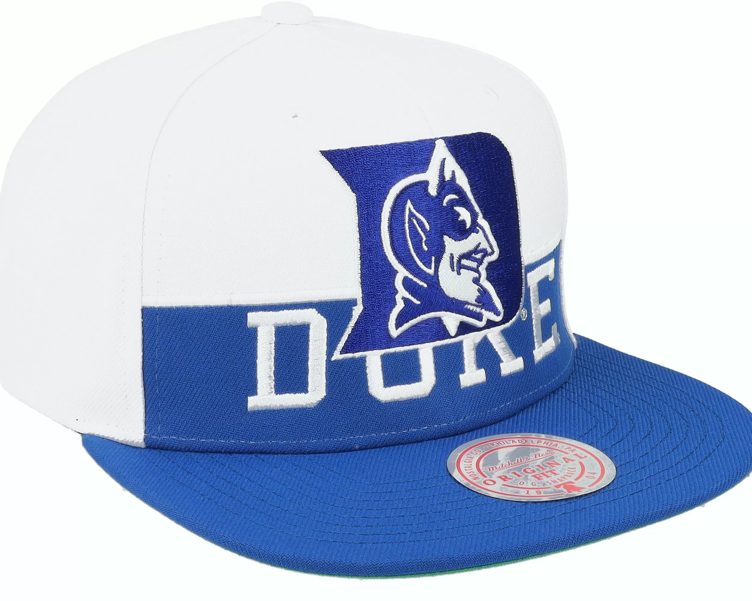 Mitchell & Ness Duke Blue Devils Half & Half Blue/White Snapback - -Unisex Snapback