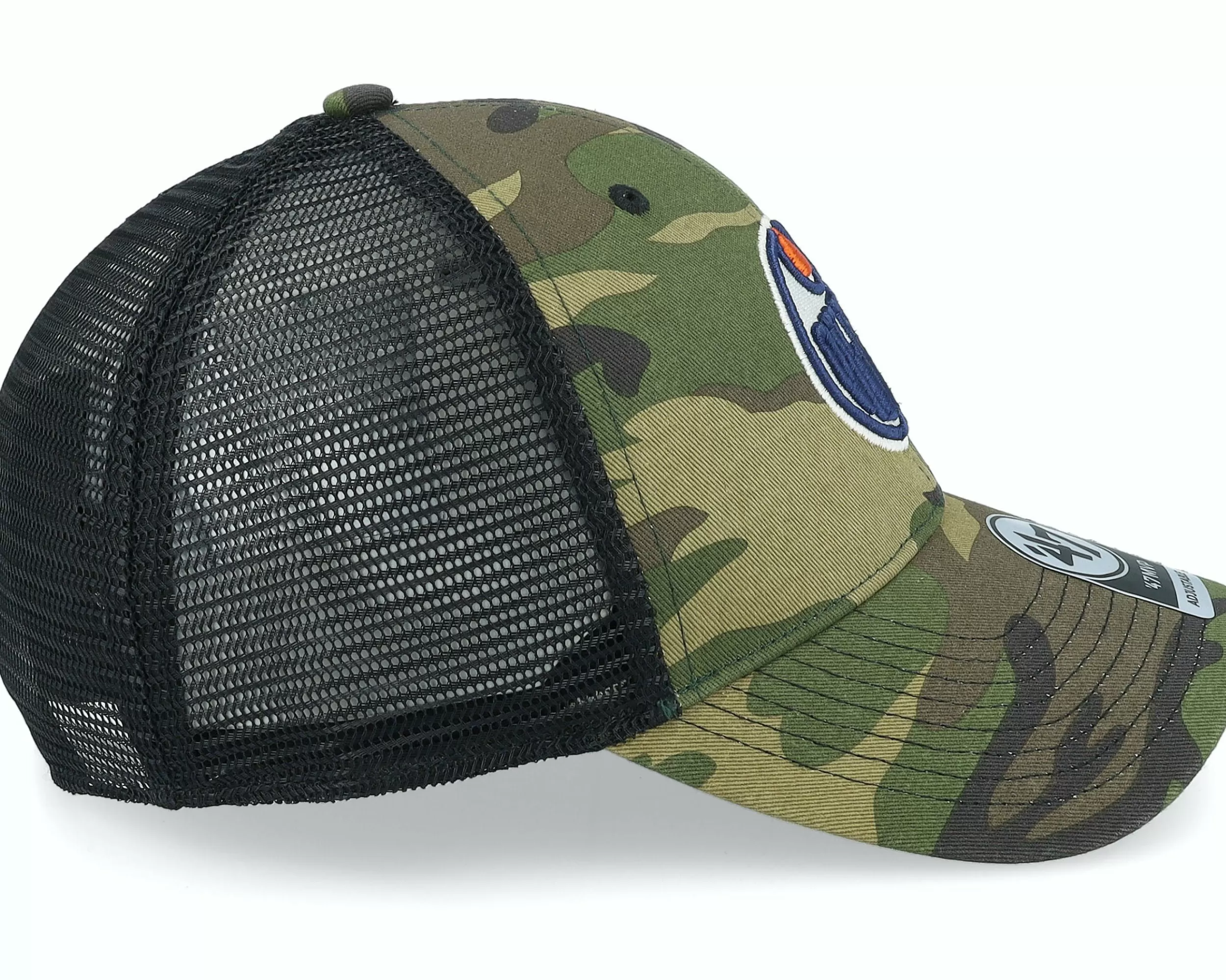 47 Brand Edmonton Oilers Branson Mvp Camo/Black Trucker - -Unisex Trucker