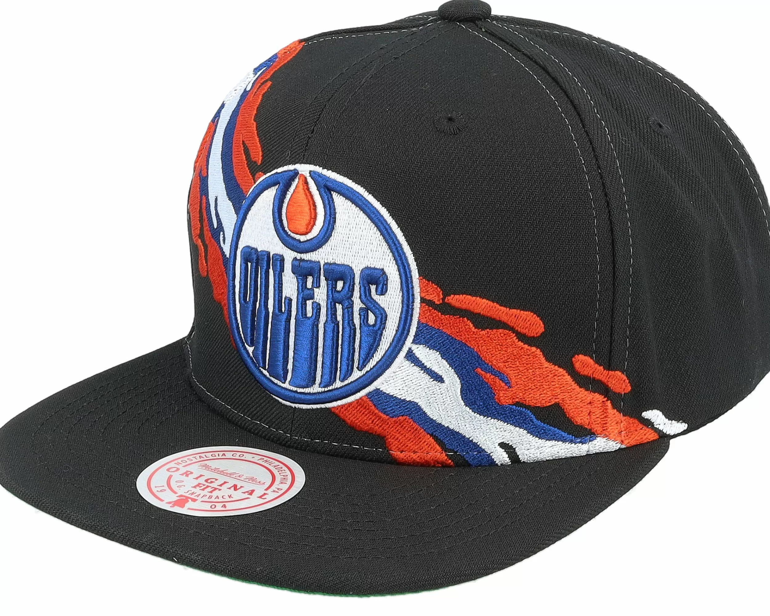 Mitchell & Ness Edmonton Oilers Vintage Paintbrush Black Snapback - -Unisex Snapback