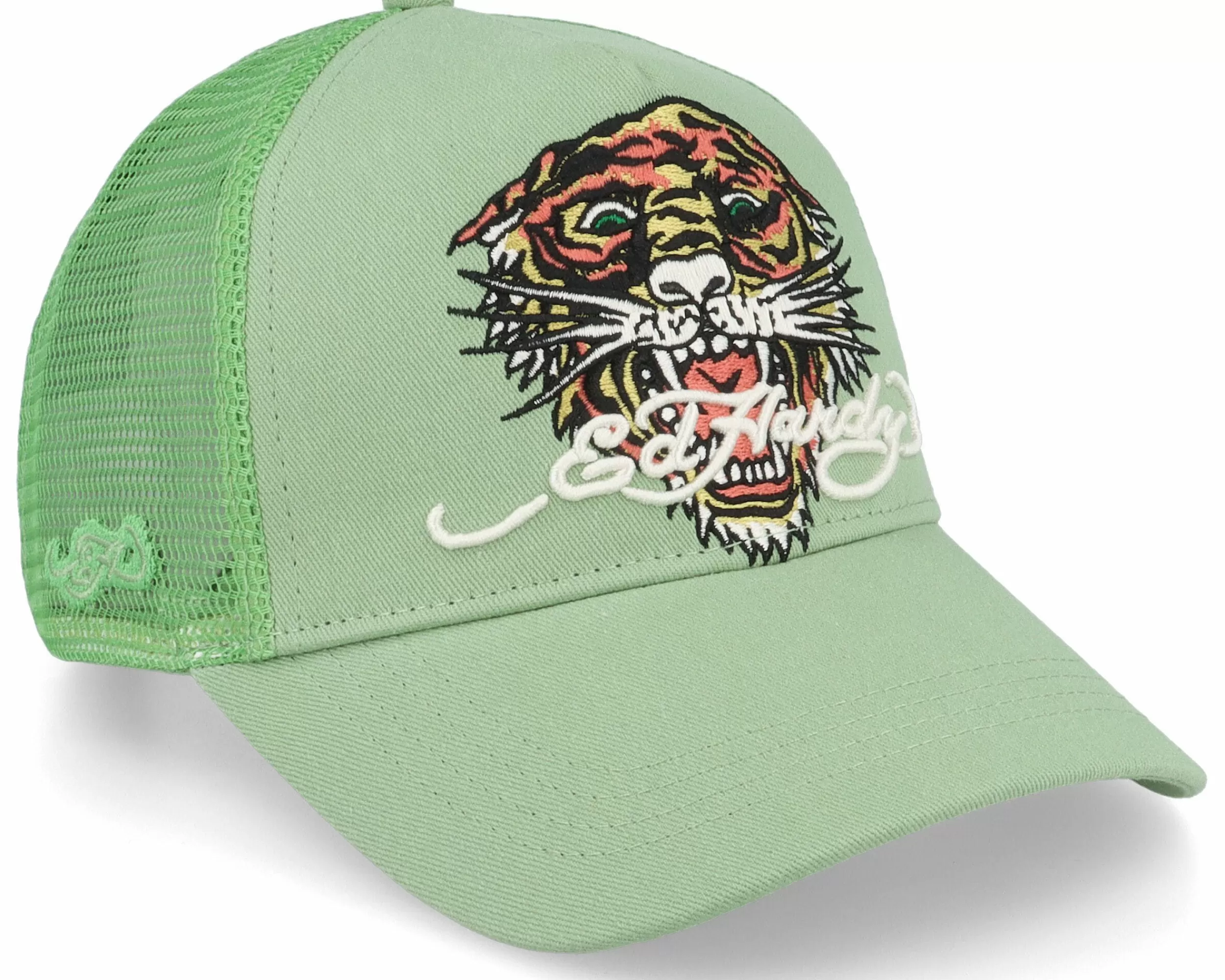 Ed Hardy Ed-Roar Twill Front Mesh Watercress Trucker - -Unisex Trucker