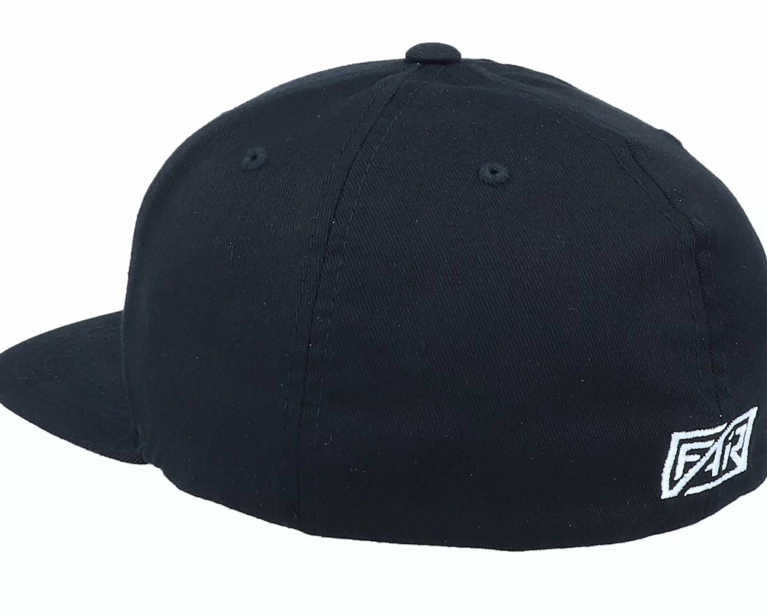 Fair White Logo Flat Brim Black Fitted - -Unisex Fitted