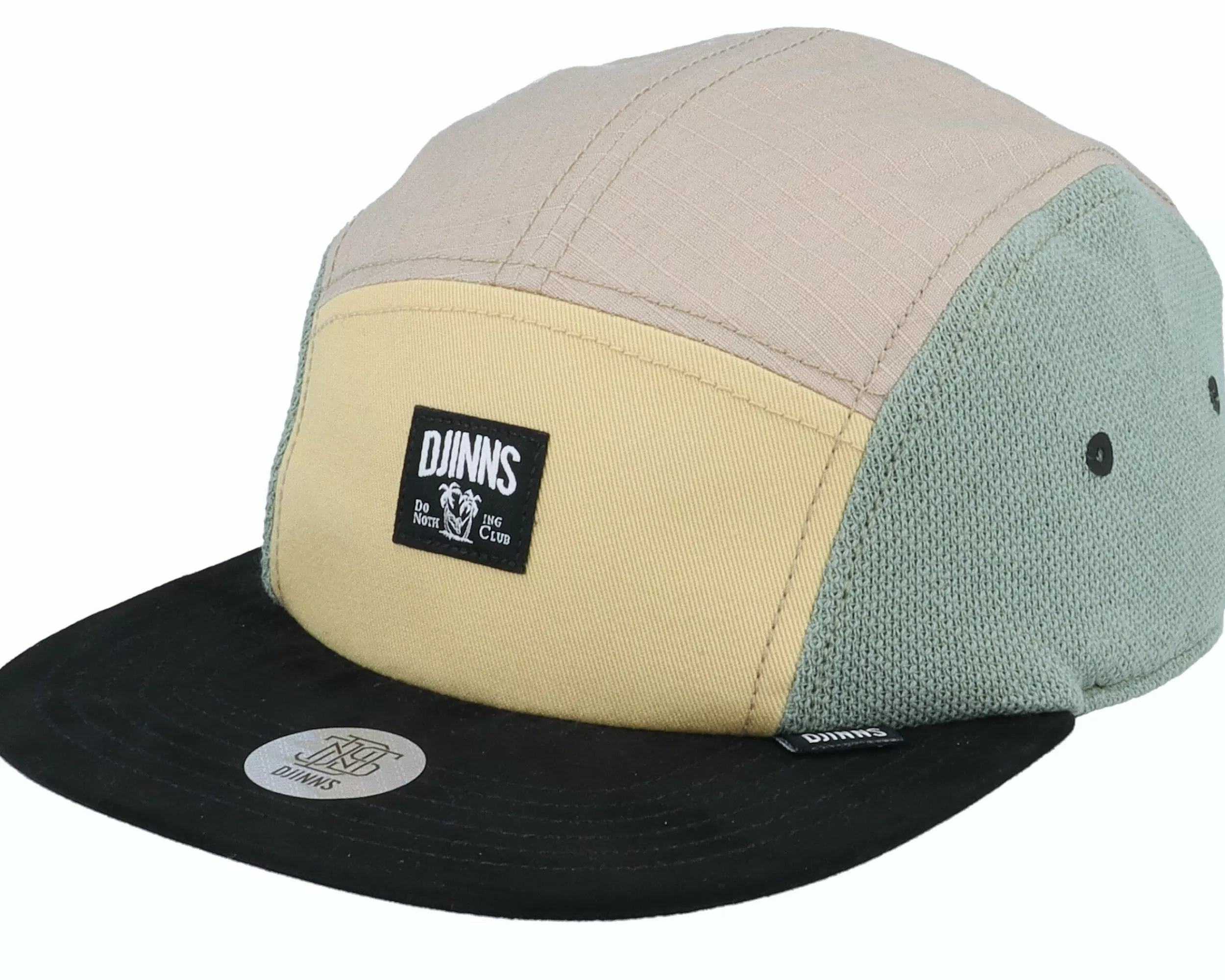 Djinns Flat Cap Mix Fabrics Multi Khaki 5-Panel - -Unisex 5-Panel