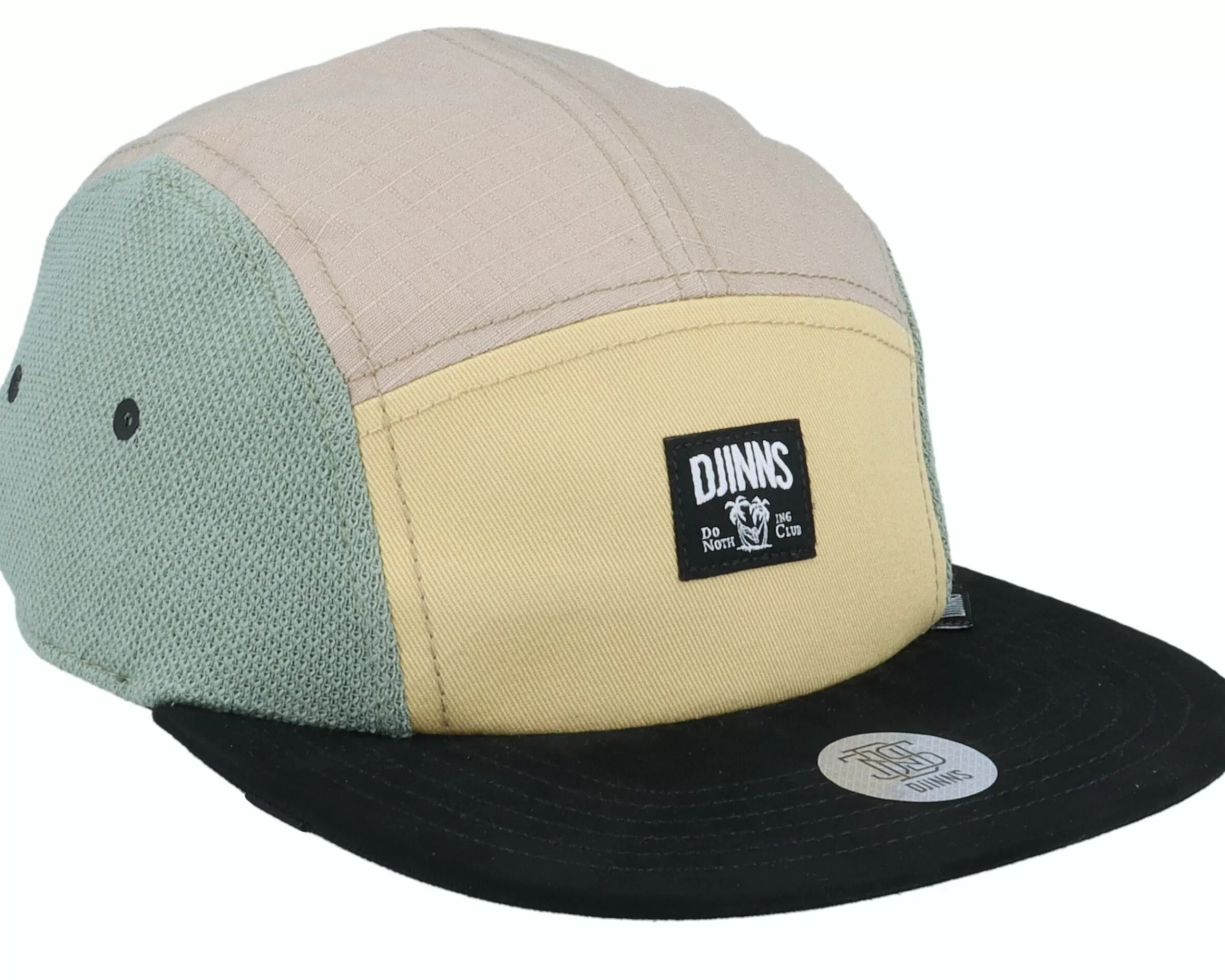 Djinns Flat Cap Mix Fabrics Multi Khaki 5-Panel - -Unisex 5-Panel