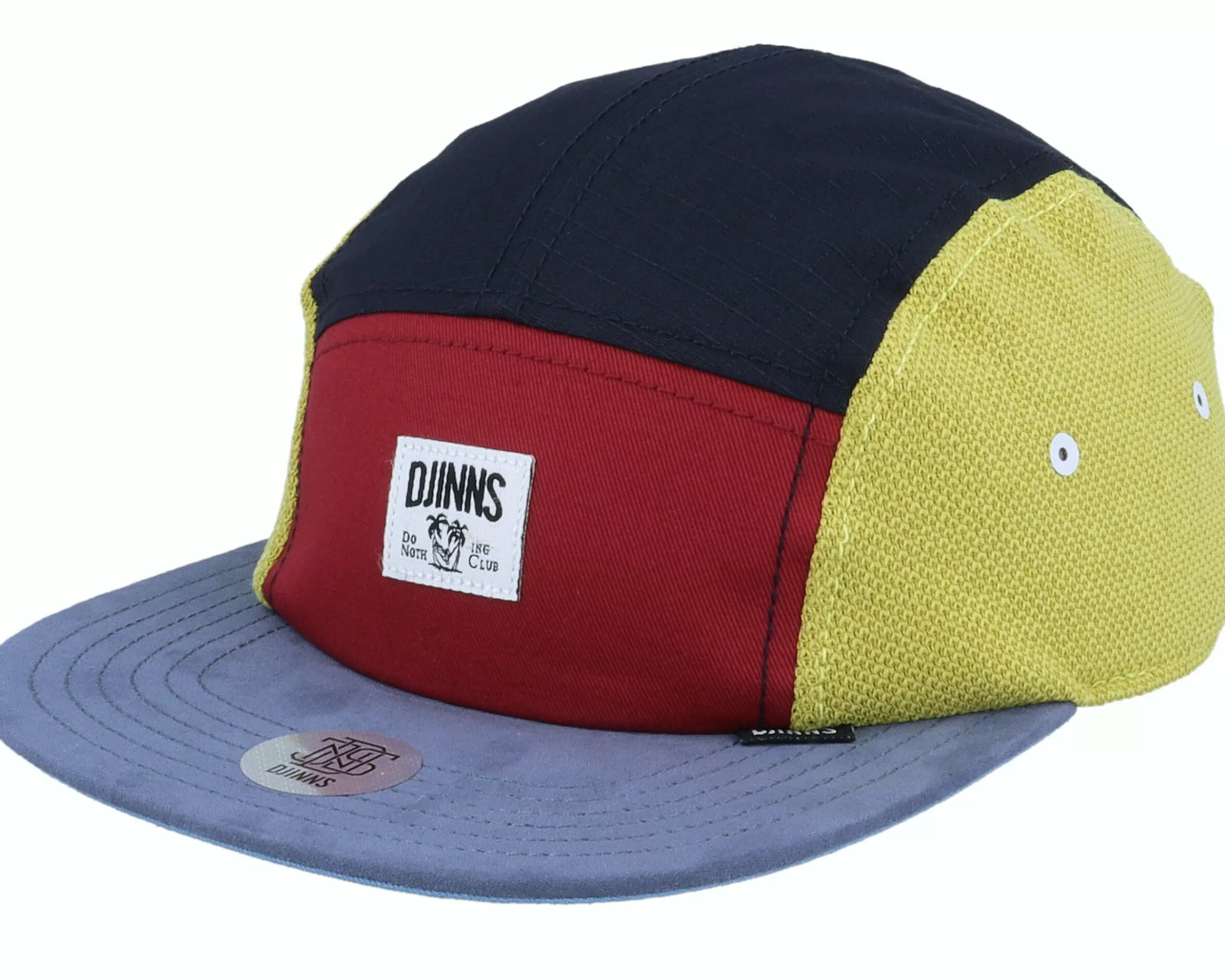 Djinns Flat Cap Mix Fabrics Multi Wine 5-Panel - -Unisex 5-Panel