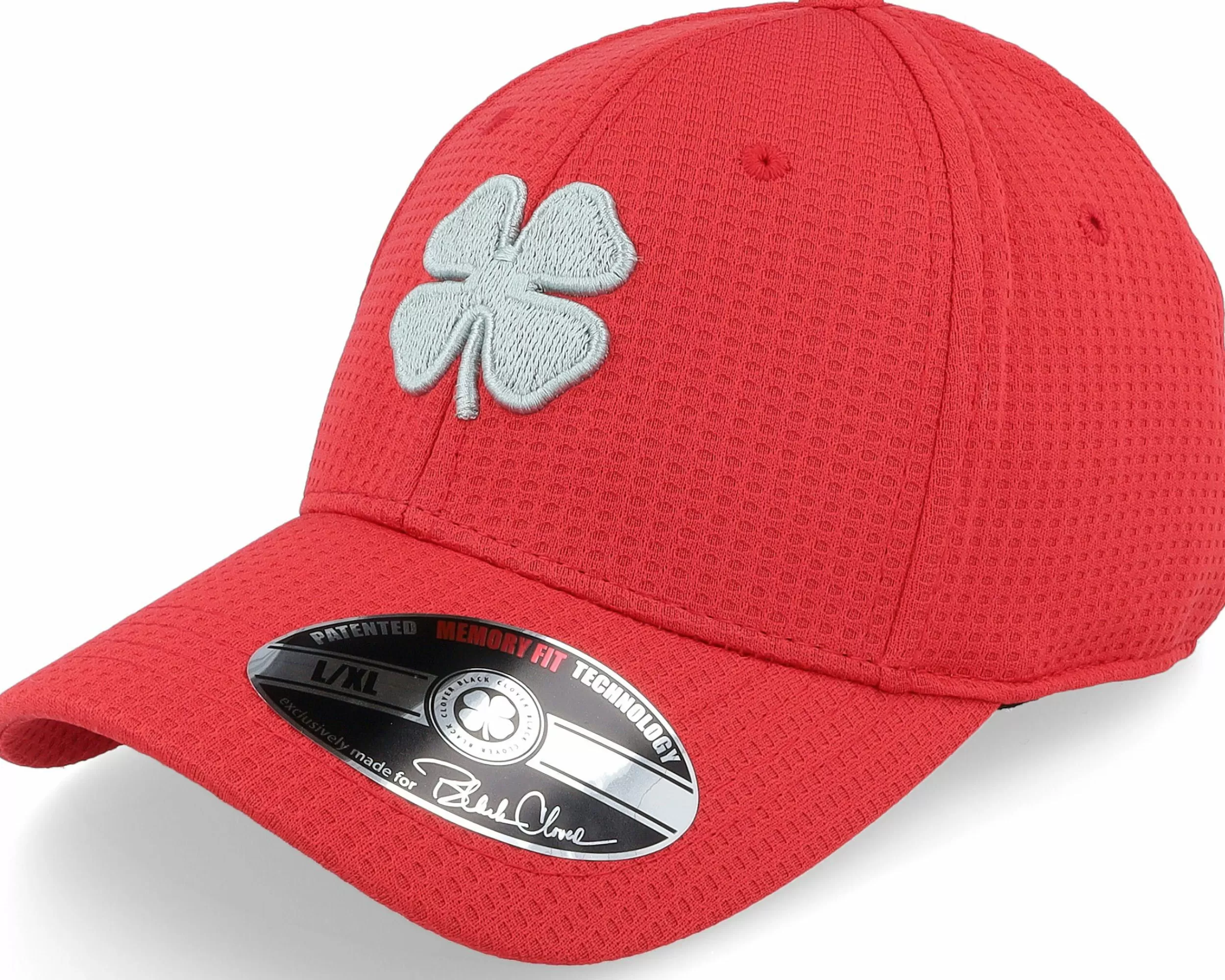 Black Clover Flex Waffle 13 Red/3D Silver Clover Flexfit - -Unisex Flexfit