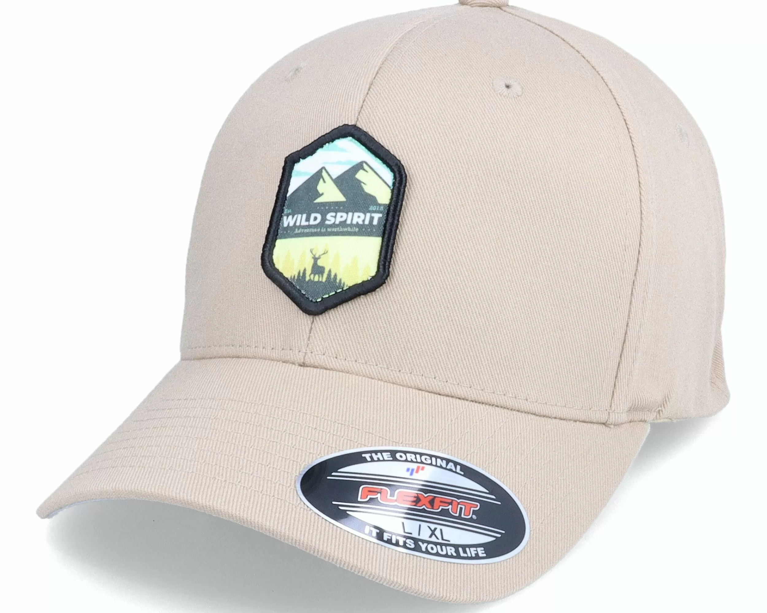 Wild Spirit Forest And Mountain Patch Light Khaki Flexfit - -Unisex Flexfit