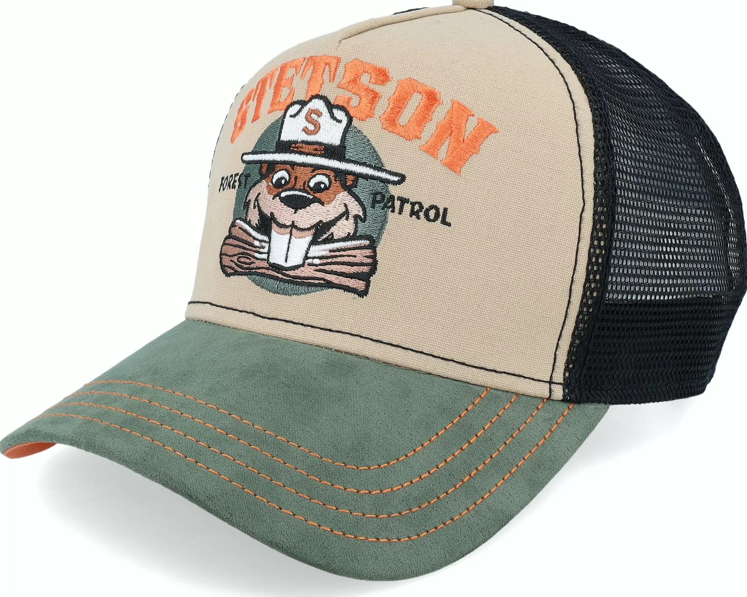 Stetson Forest Patrol Beige/Black/Green Trucker - -Unisex Trucker