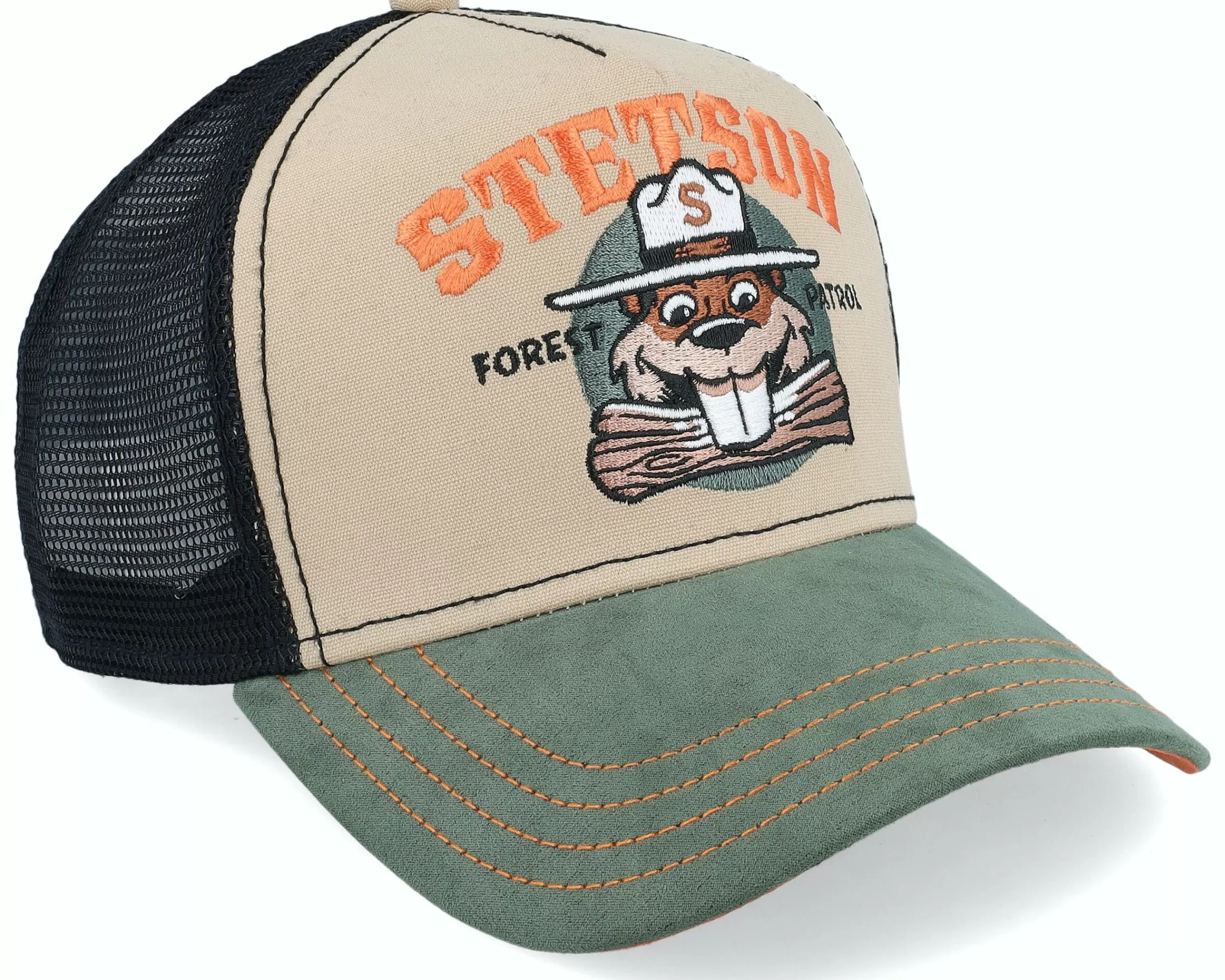 Stetson Forest Patrol Beige/Black/Green Trucker - -Unisex Trucker