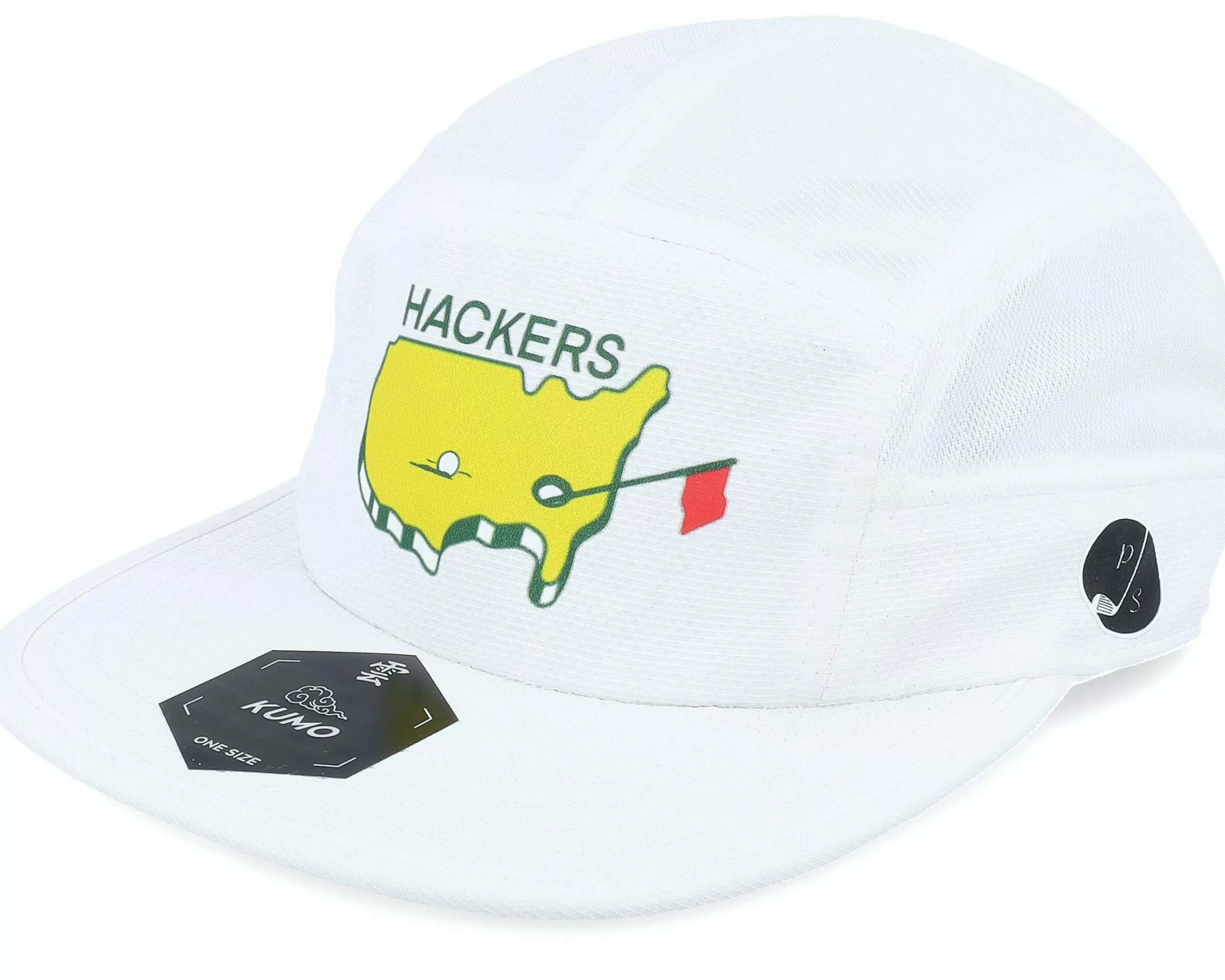 Pins & Stripes Hackers Golf Logo White 5-Panel - -Unisex 5-Panel